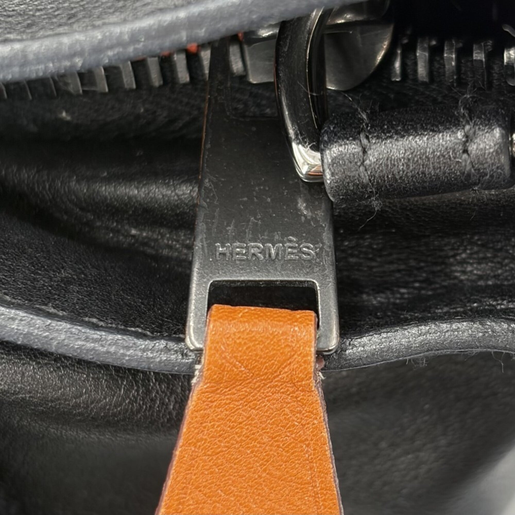 Hermes Black Veau Derma Handbag Shoulder Bag (Pre-Owned)