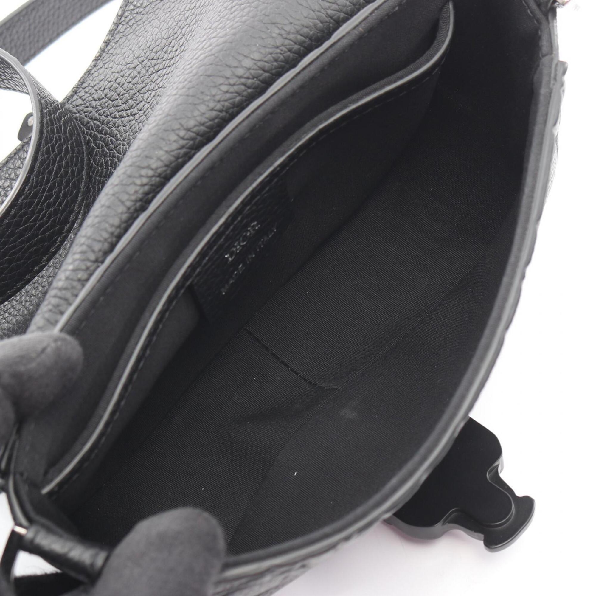Christian Dior Black Leather Handbag Saddle Bag Shoulder Bag (Pre-Owned)