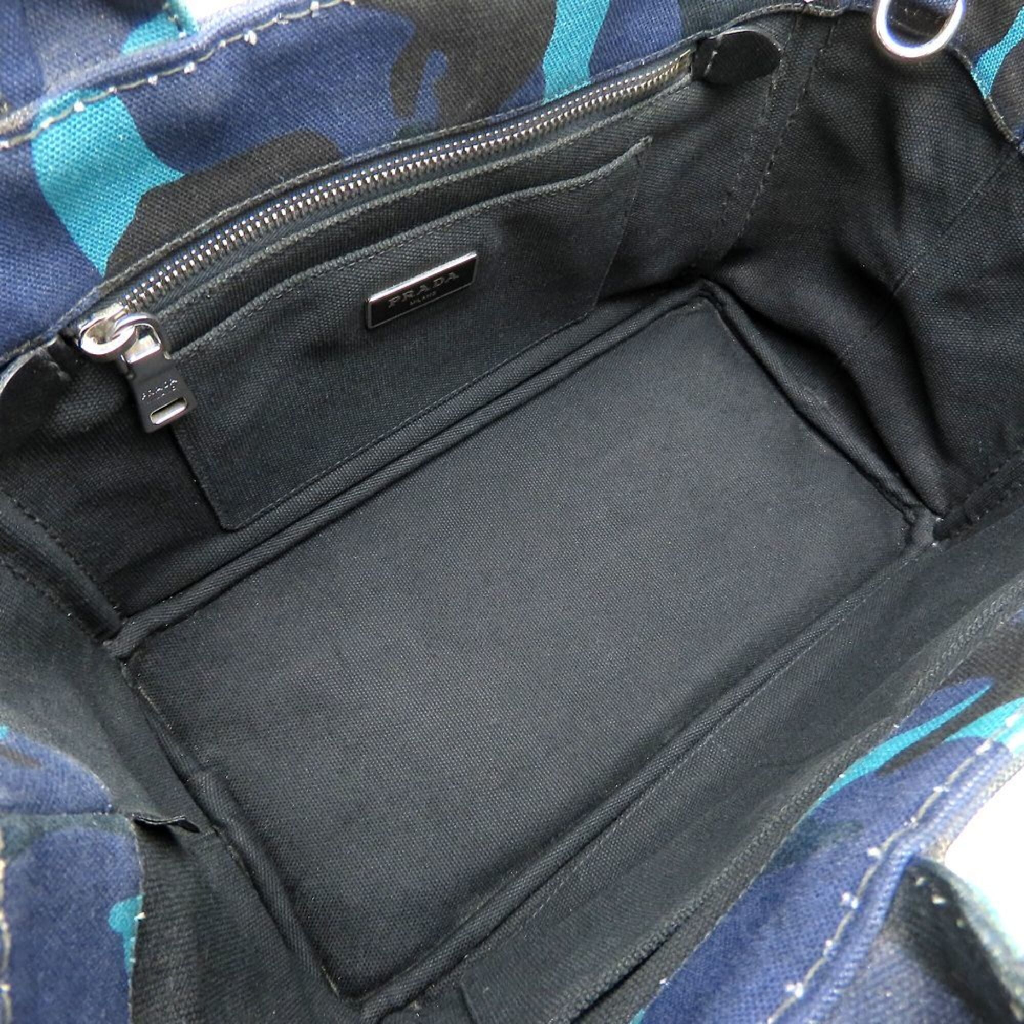 Prada Blue Camouflage Canvas Tote Bag (Pre-Owned)