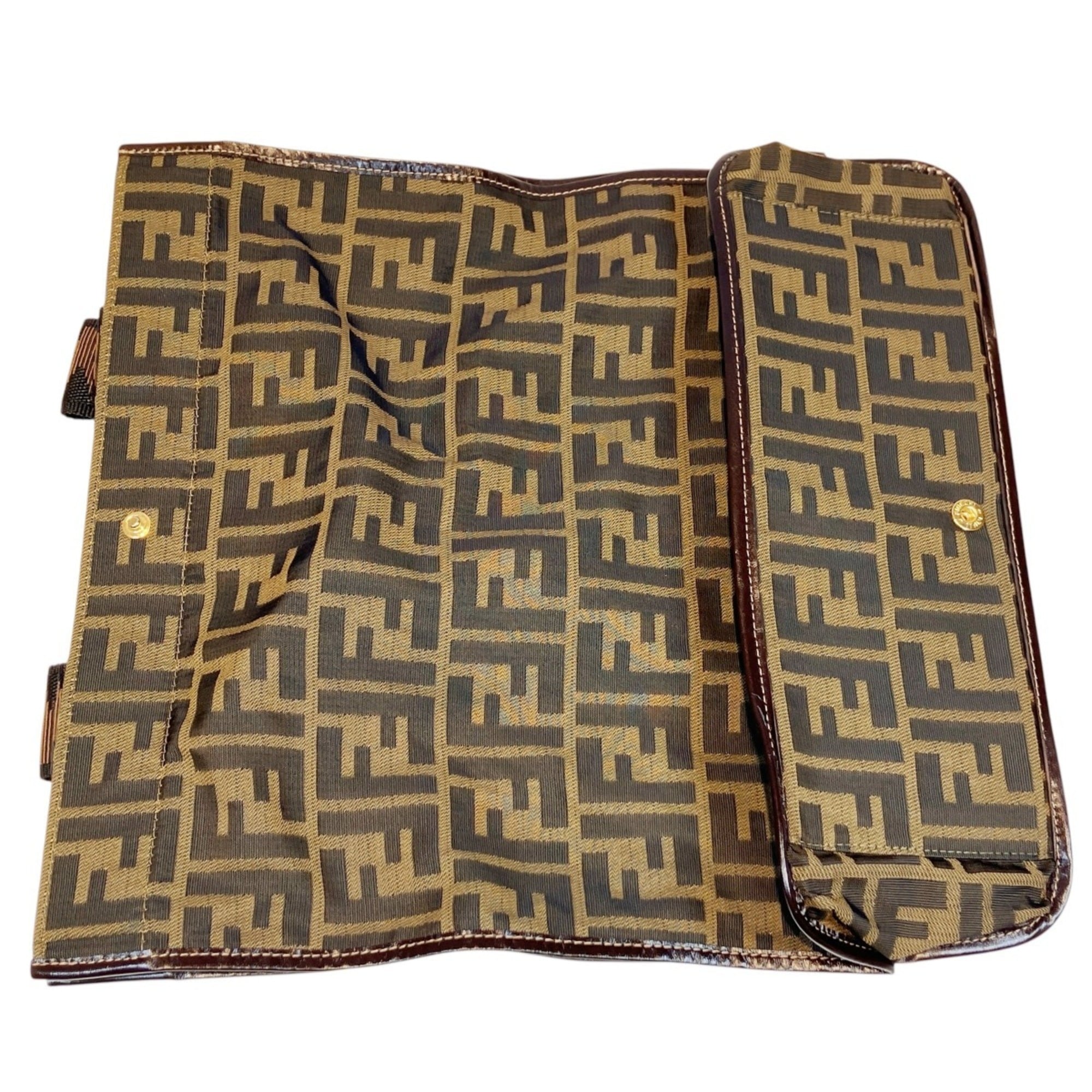 Fendi Zucca Brown Canvas Leather Tote Bag (Pre-Owned)