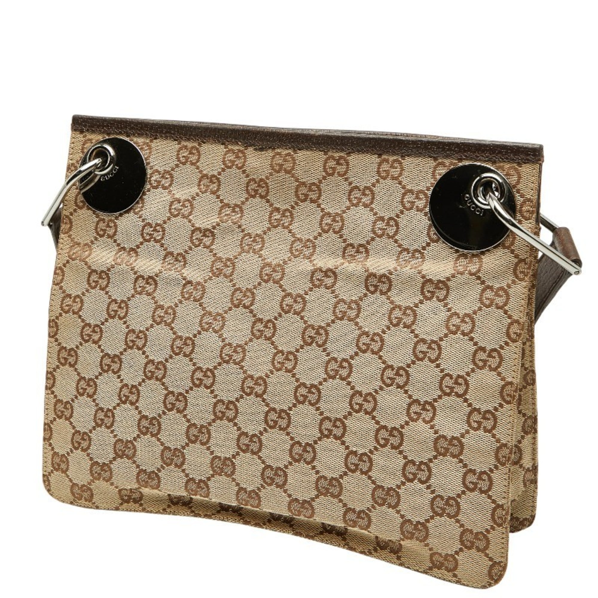 Gucci Gg Canvas Beige Brown Gg Canvas Shoulder Bag (Pre-Owned)