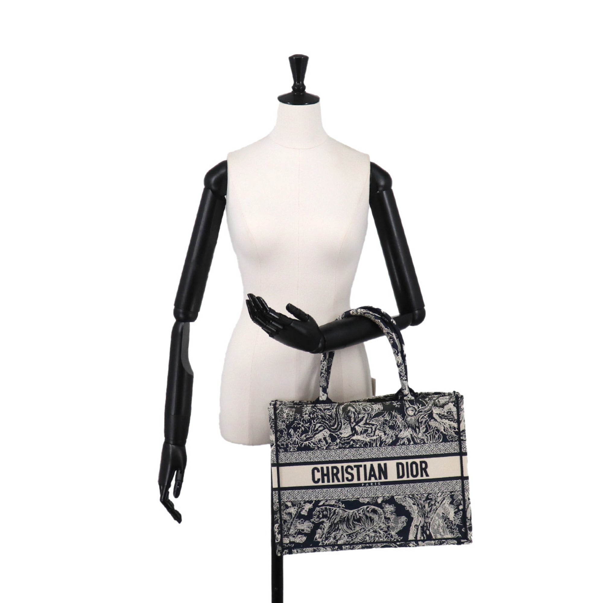 Christian Dior Navy Canvas Handbag Tote Bag (Pre-Owned)