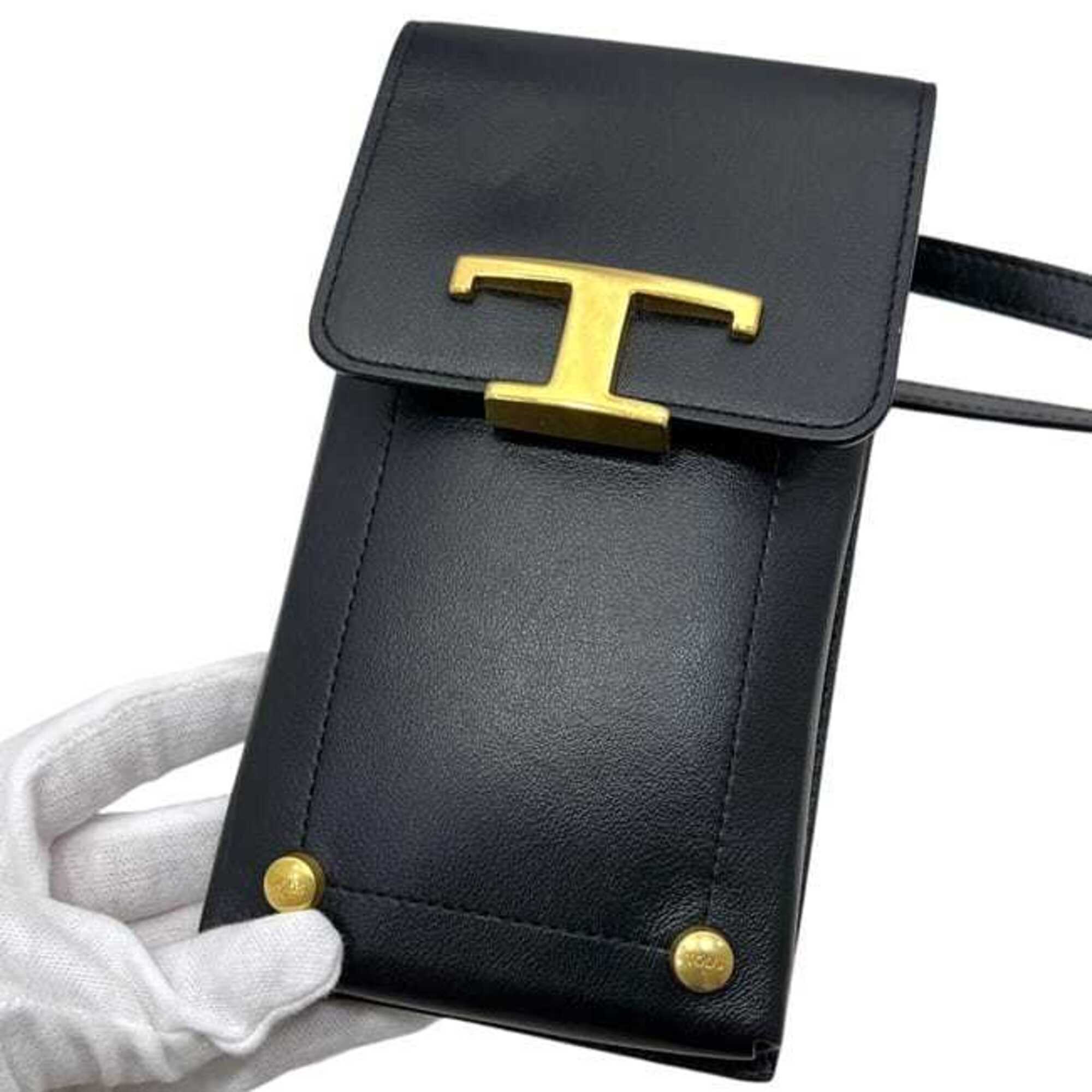 Tod's Black Leather Pochette Shoulder Bag (Pre-Owned)