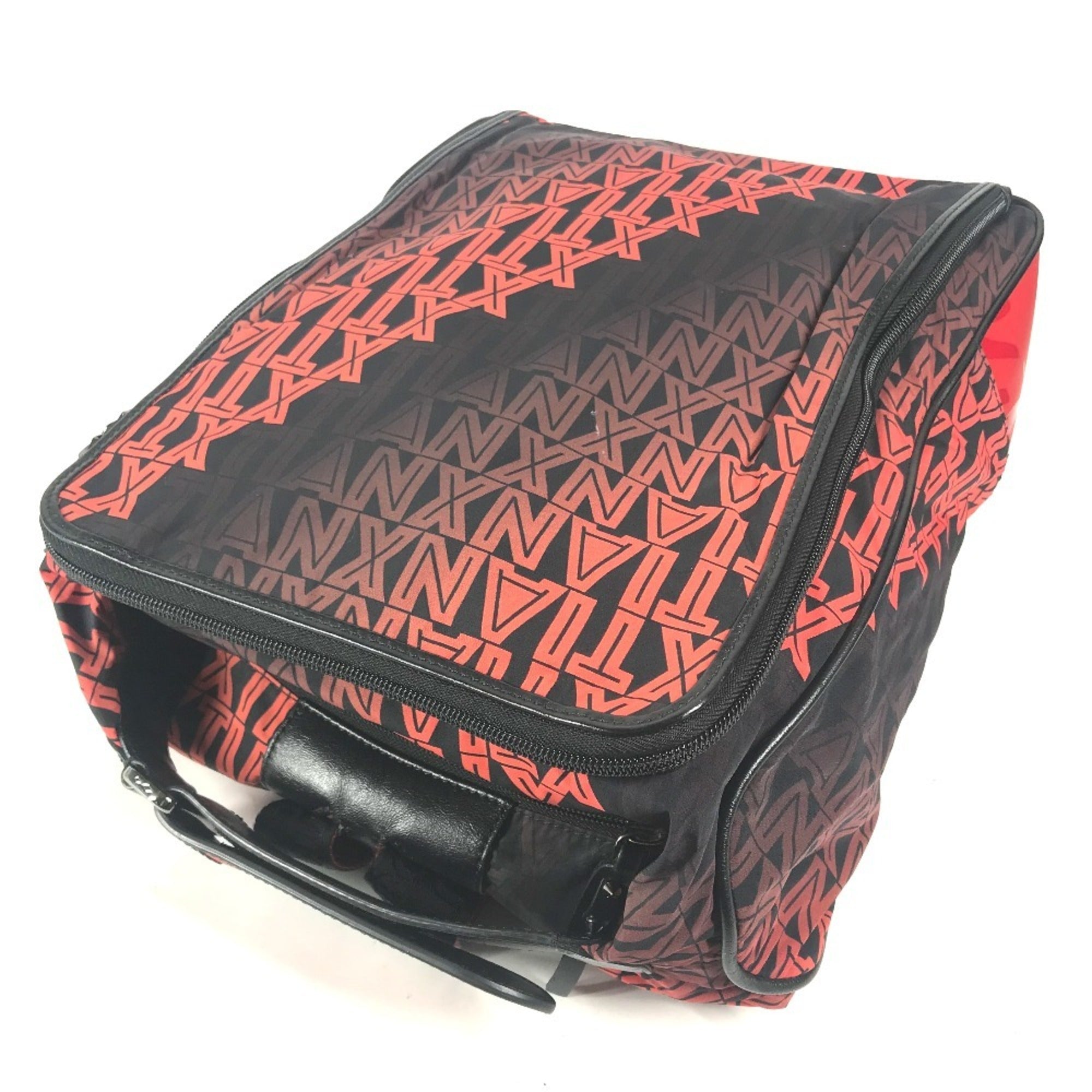 Christian Louboutin Black Red Color Nylon Leather Backpack (Pre-Owned)