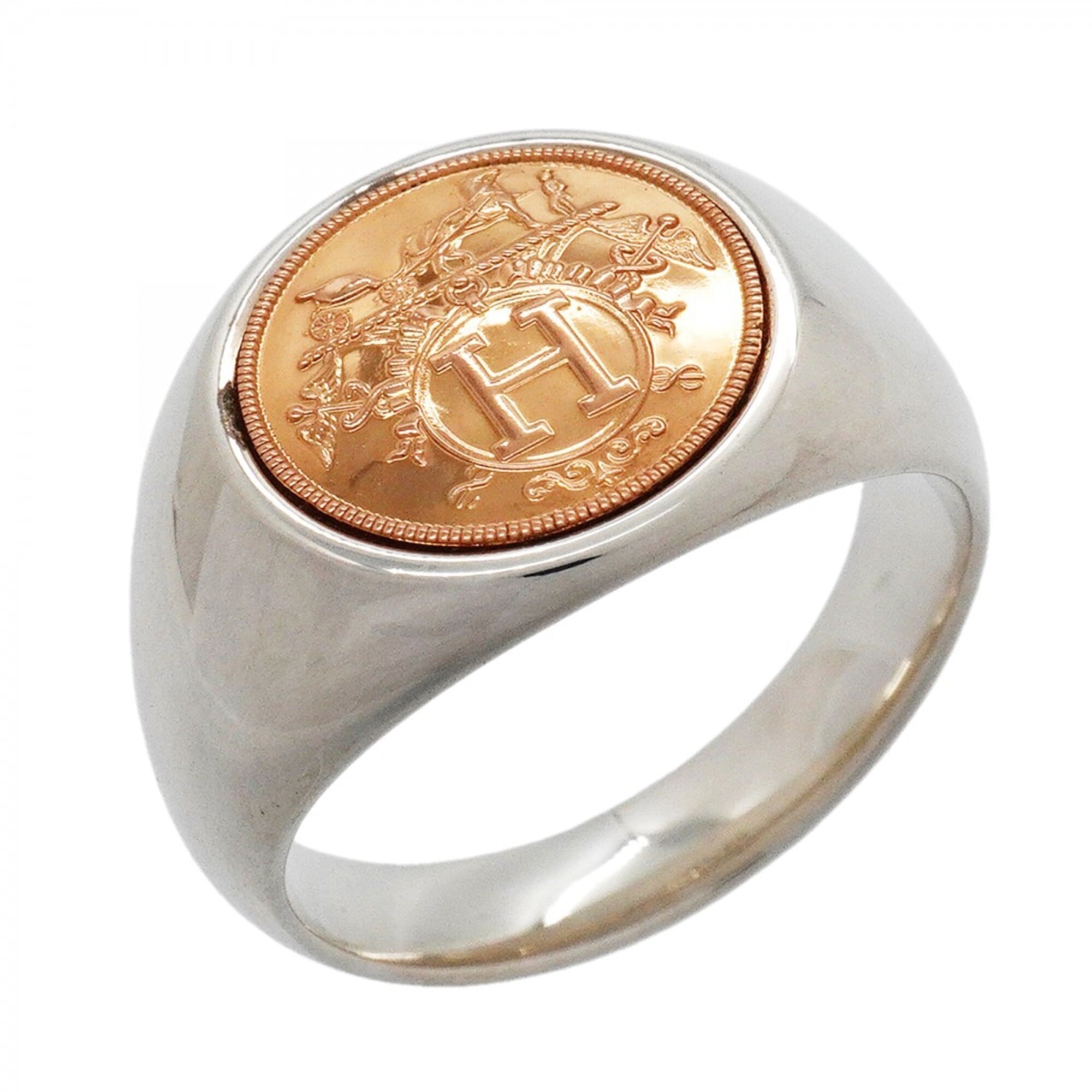 Hermes Pink Gold (18K) Silver 925 Band Ring (Pre-Owned)
