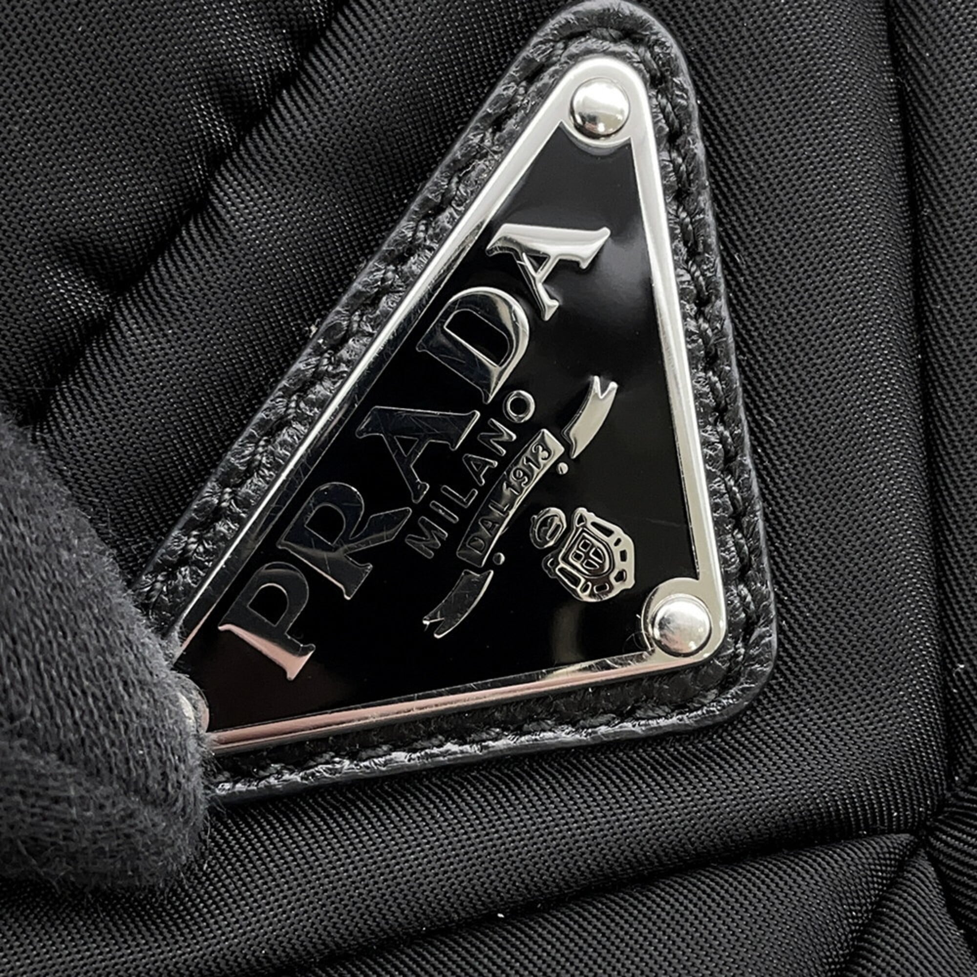 Prada Black Nylon Canvas Handbag Shoulder Bag (Pre-Owned)