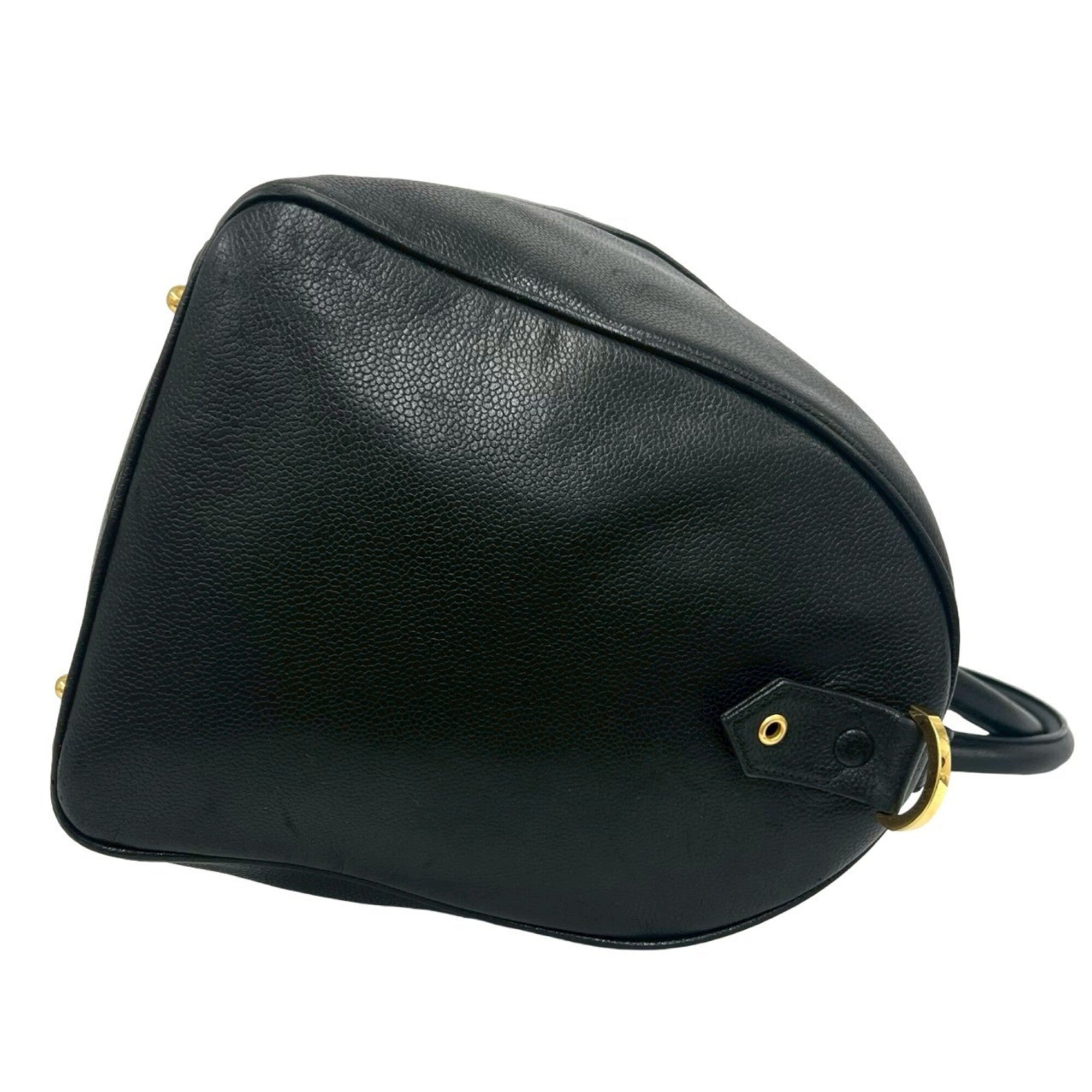 Chanel Black Grained Calfskin Boston Bag Shoulder Bag (Pre-Owned)