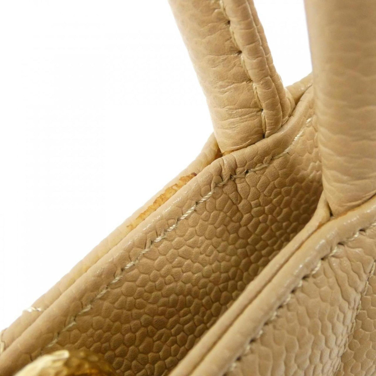 Chanel Beige Grained Calfskin Handbag (Pre-Owned)