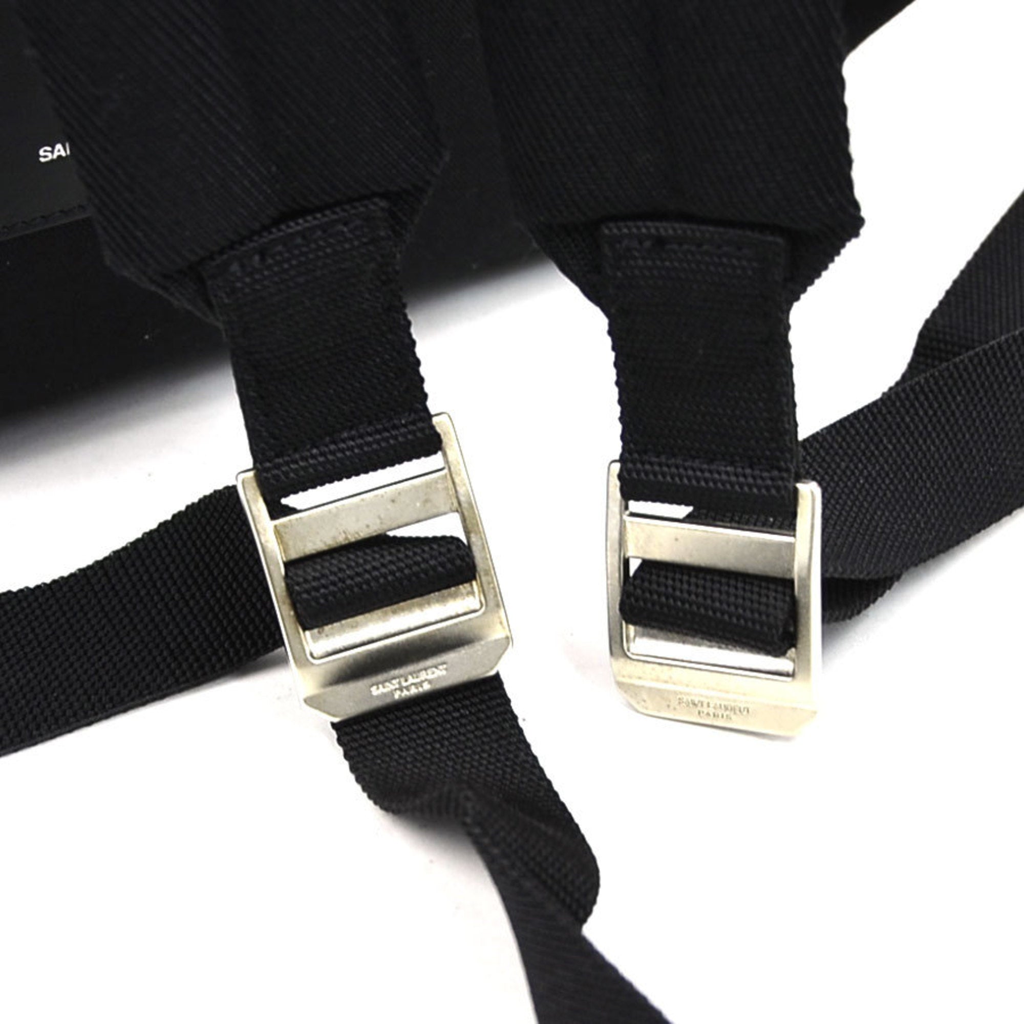 Saint Laurent Black Khaki Canvas Leather Backpack (Pre-Owned)