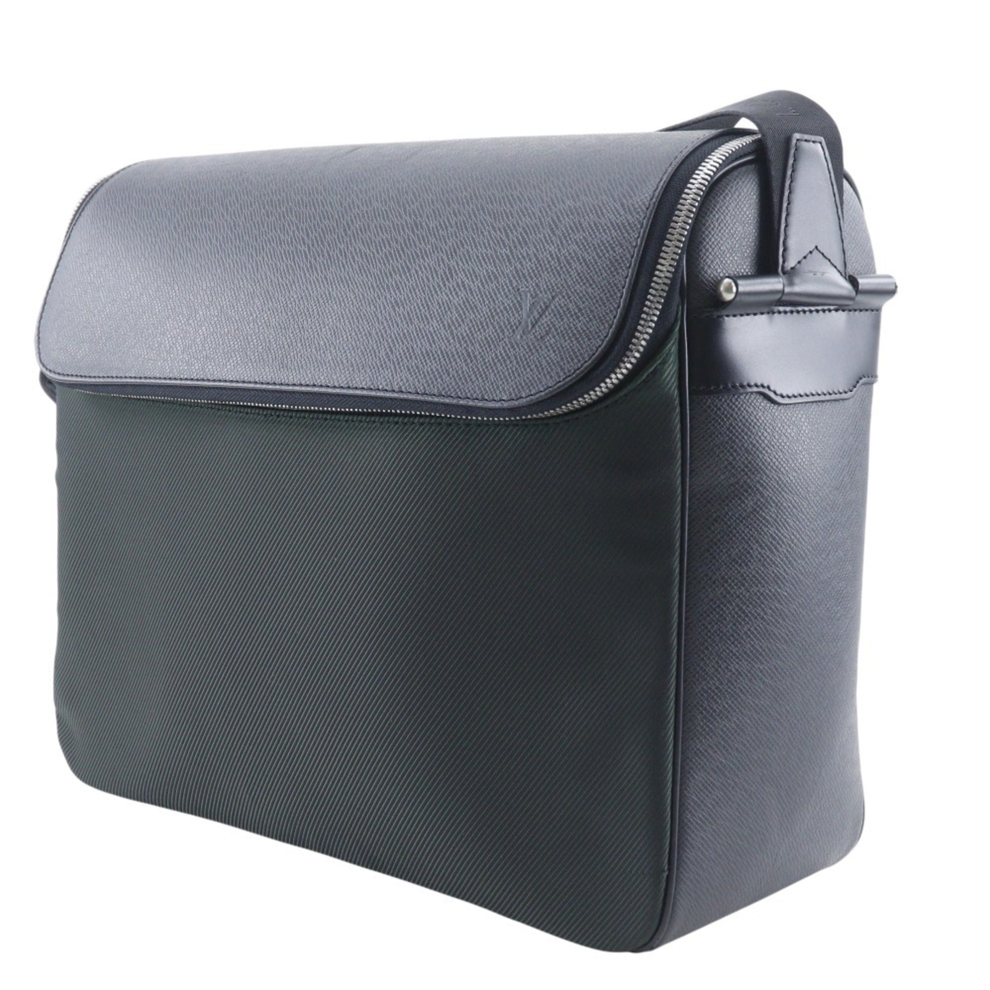 Louis Vuitton Ardoise Black Taiga Leather Nylon Canvas Shoulder Bag (Pre-Owned)