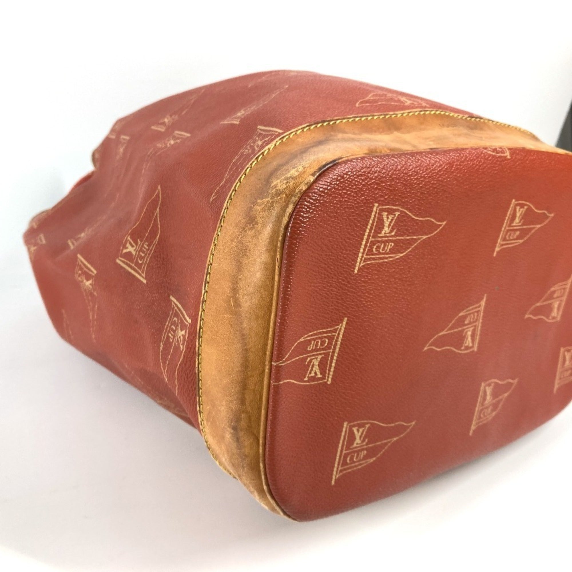 Louis Vuitton Orange Leather Canvas Shoulder Bag (Pre-Owned)