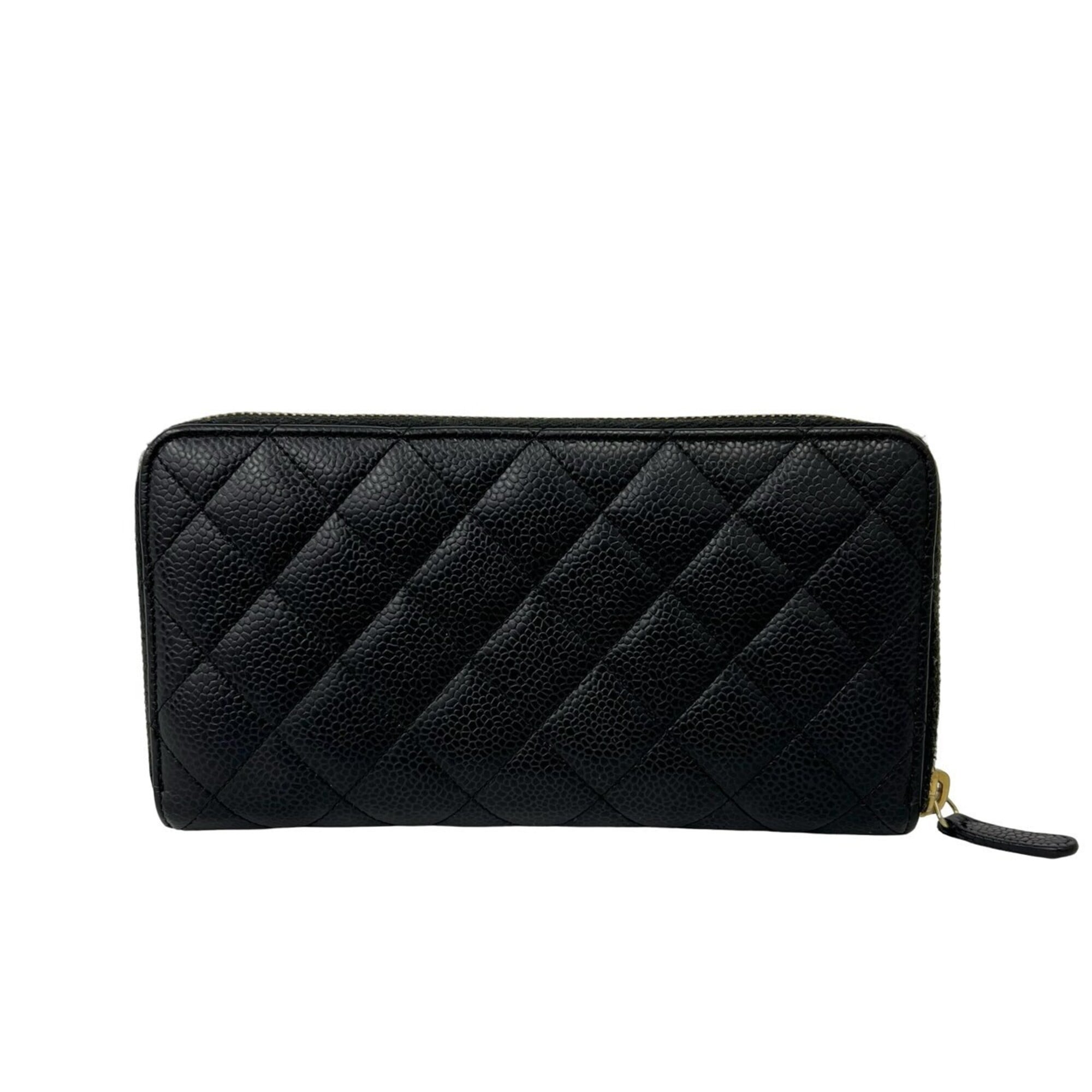 Chanel Black Grained Calfskin Long Wallet (Bi-Fold) (Pre-Owned)