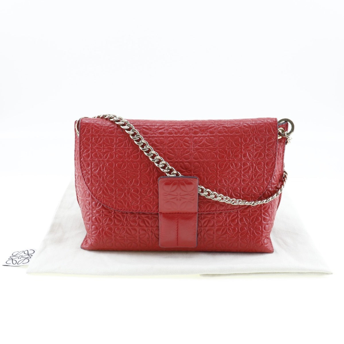 Loewe Avenue Red Color Leather Shoulder Bag (Pre-Owned)