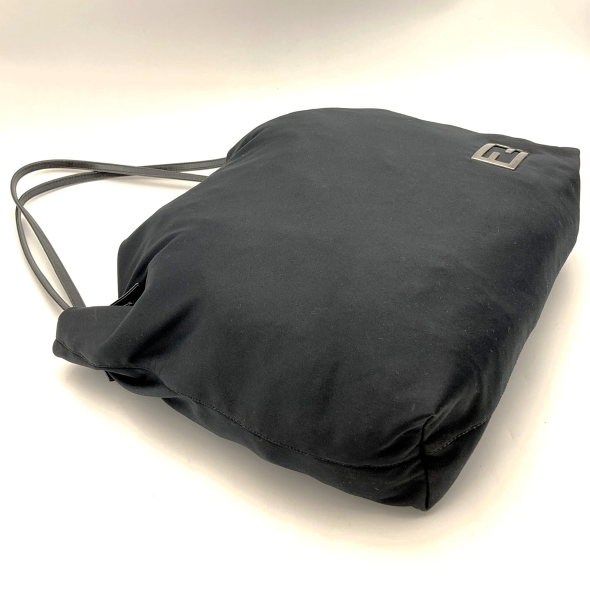 Fendi Black Cotton Leather Tote Bag (Pre-Owned)