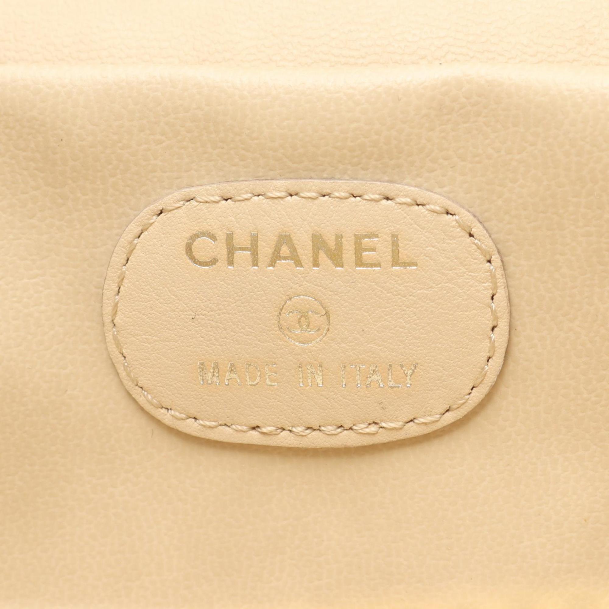 Chanel Yellow Leather Handbag Vanity Bag (Pre-Owned)