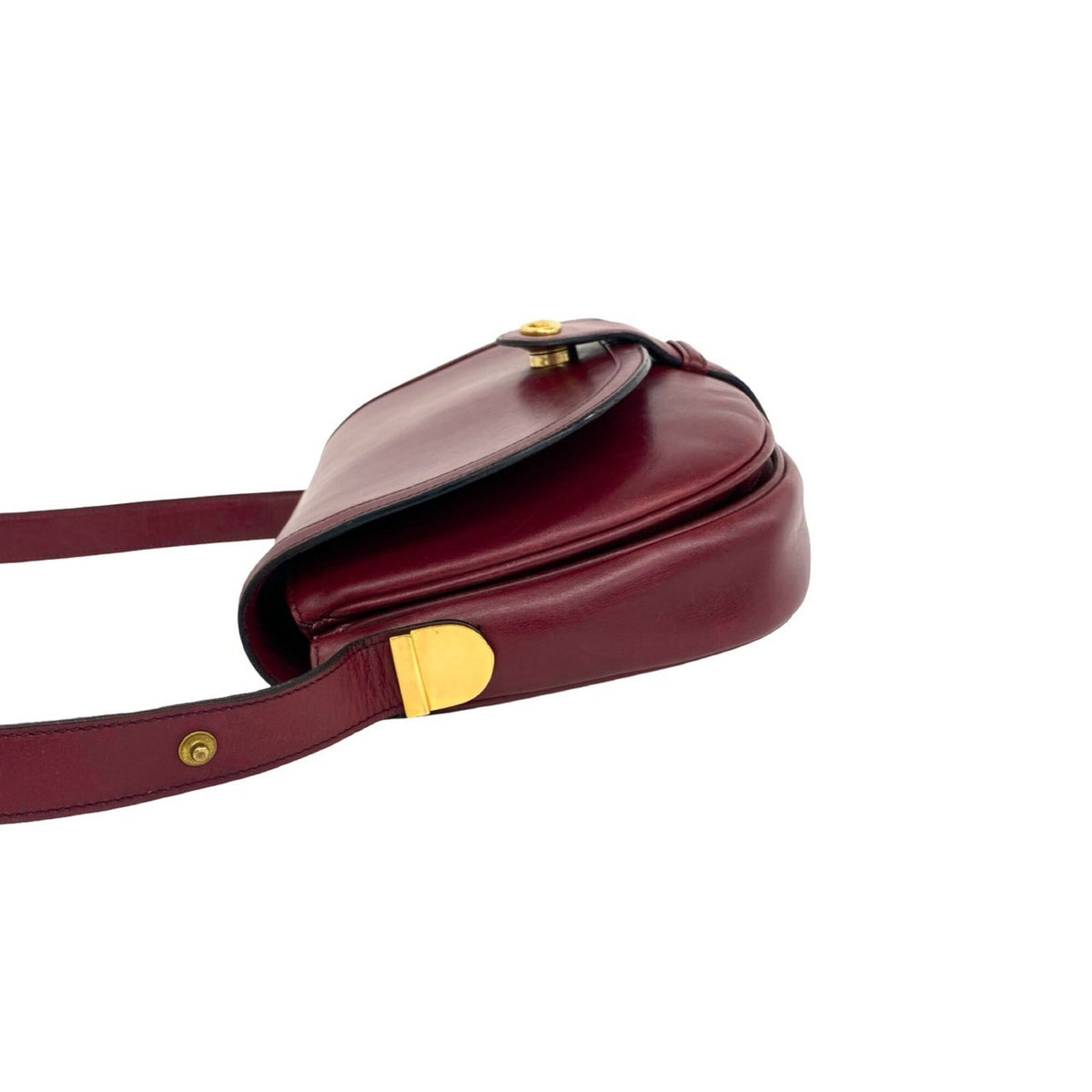 Gucci Red Color Wine Leather Pochette Shoulder Bag (Pre-Owned)