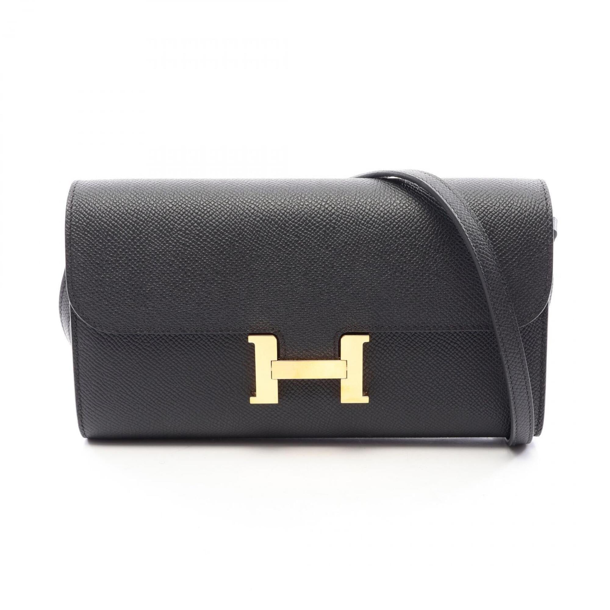 Hermes Black Brown Coated Canvas Leather Handbag Shoulder Bag (Pre-Owned)
