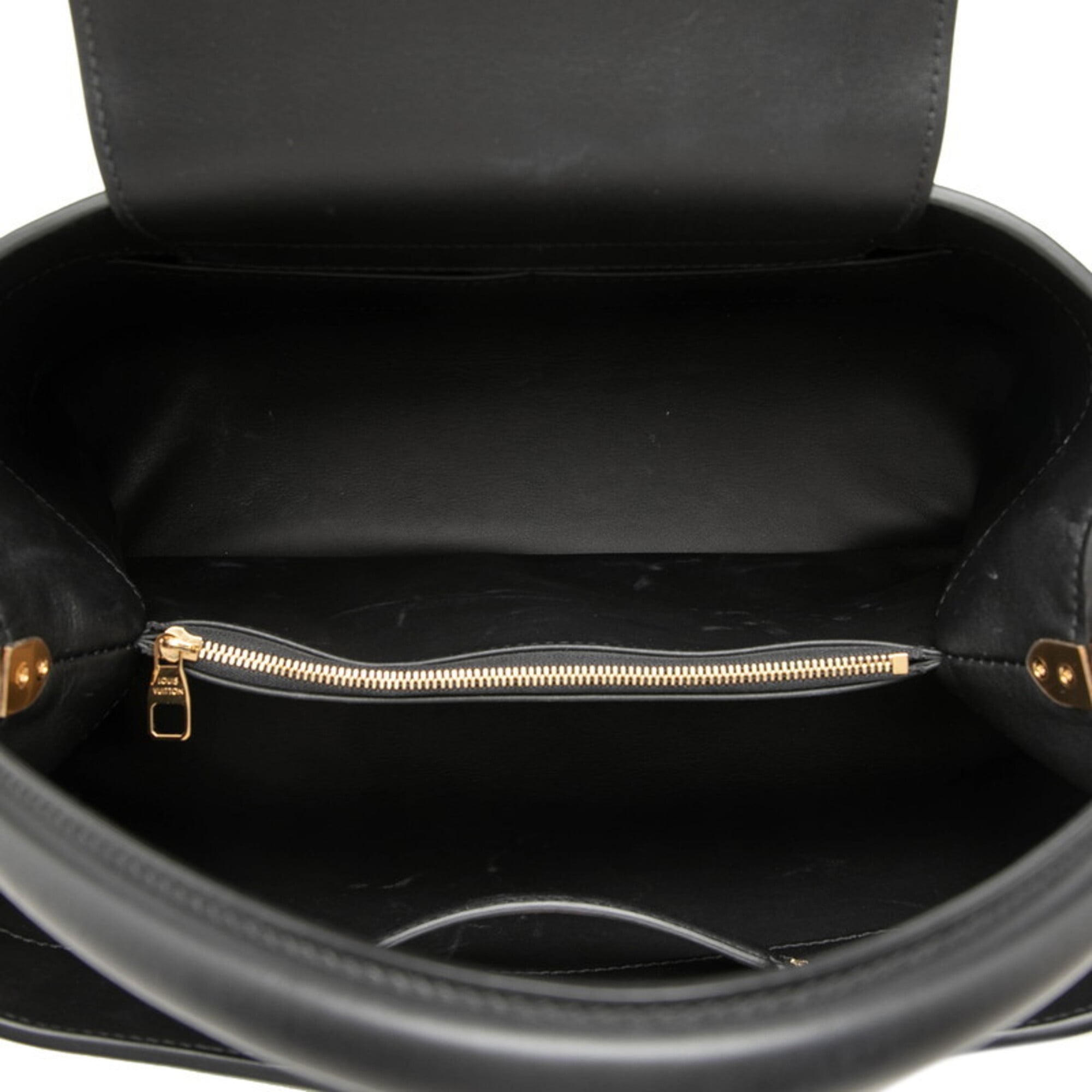 Louis Vuitton Black Leather Handbag Shoulder Bag (Pre-Owned)