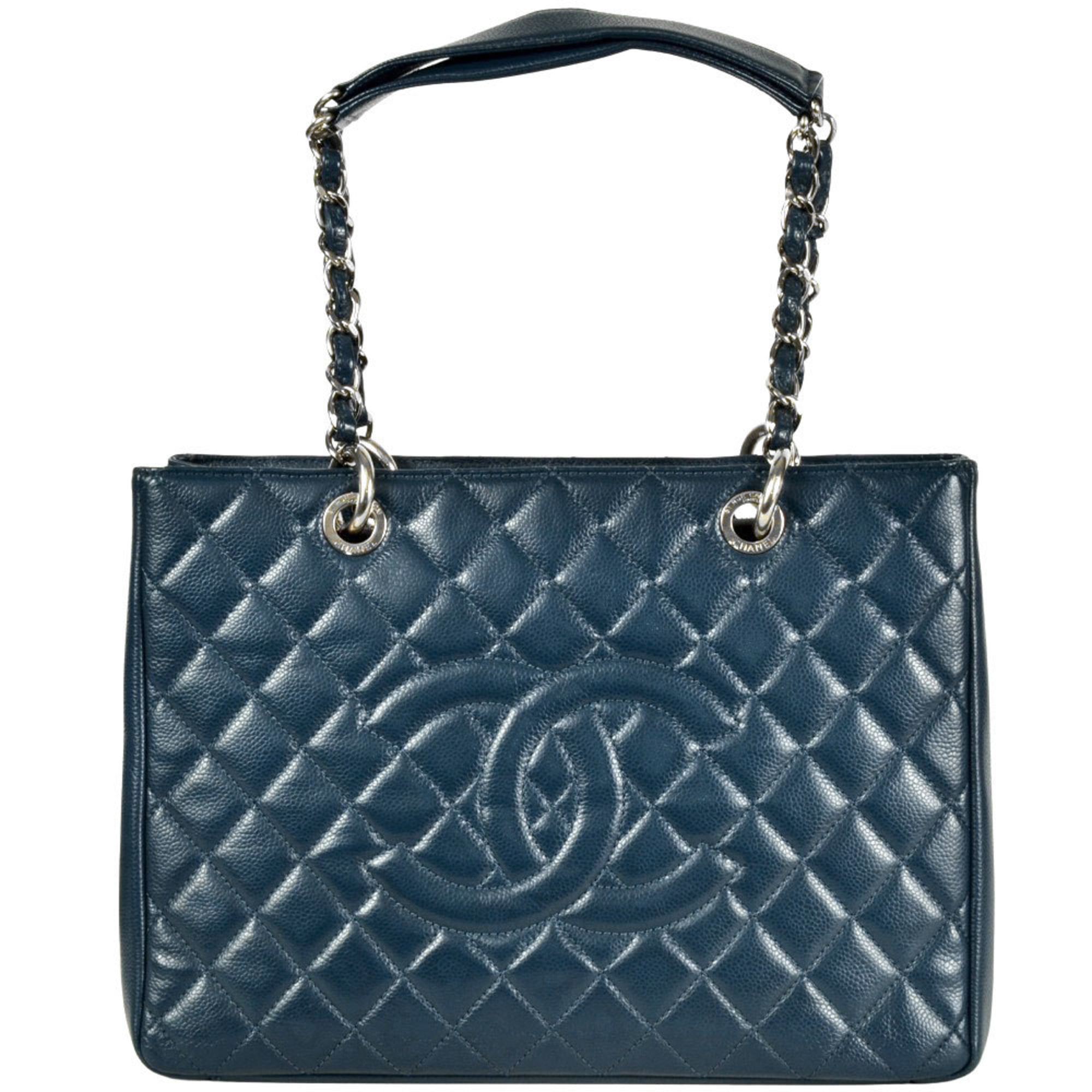Chanel Blue Grained Calfskin Tote Bag (Pre-Owned)