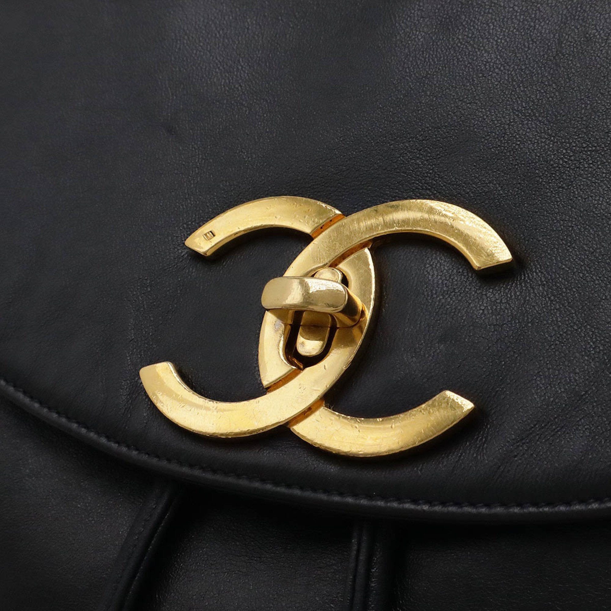 Chanel Black Navy Leather Backpack (Pre-Owned)