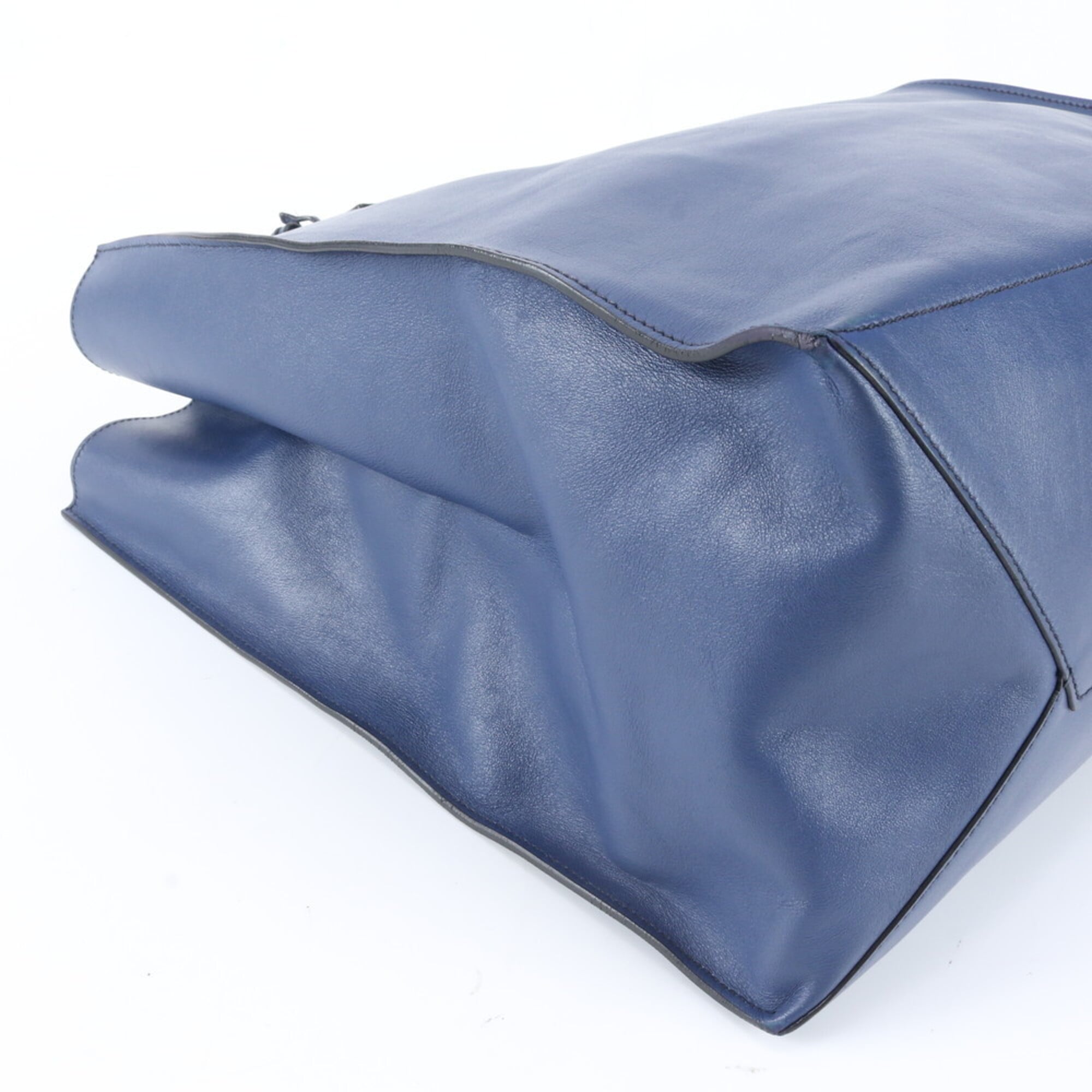 Prada Blue Leather Handbag Tote Bag (Pre-Owned)