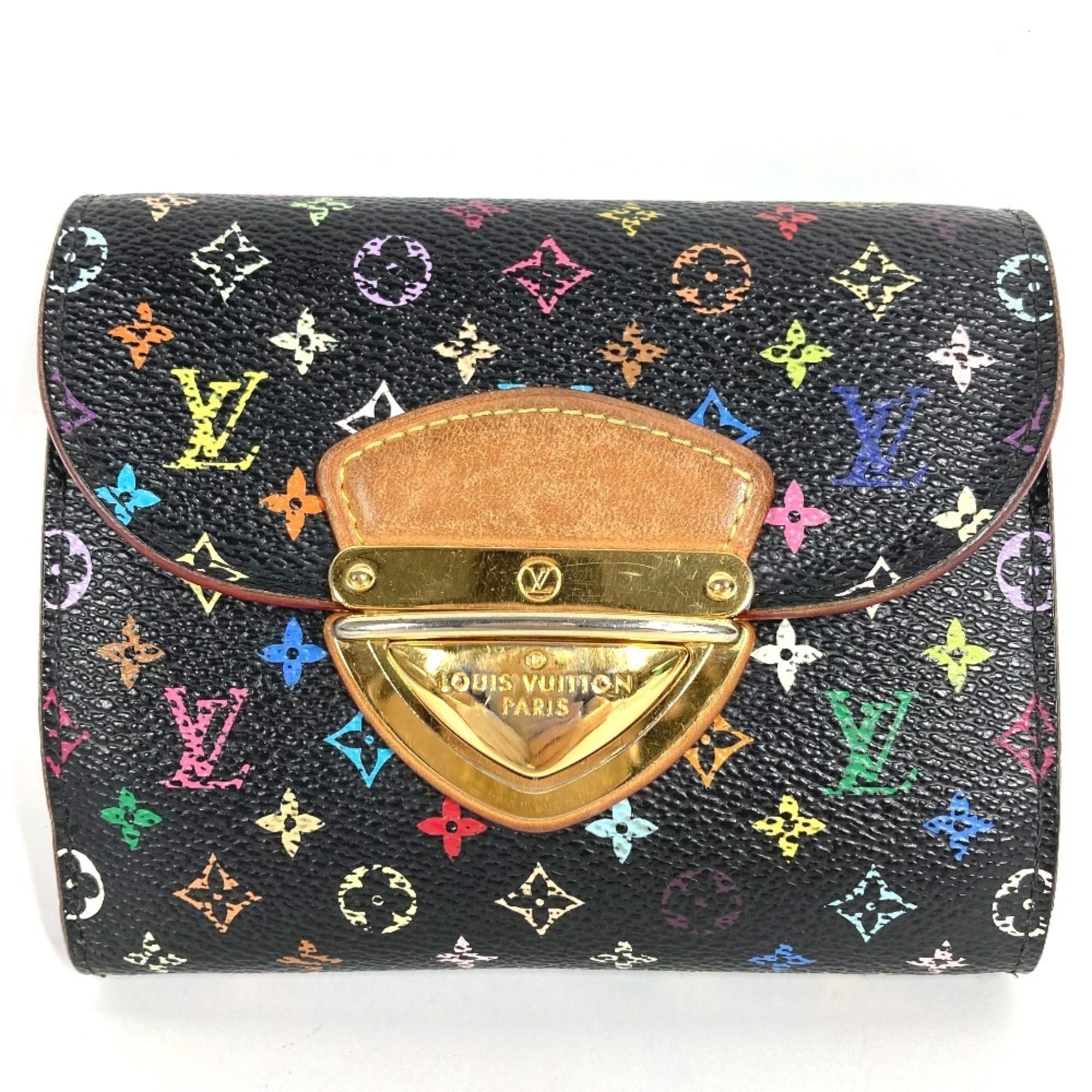 Louis Vuitton Black Multi-Color Purple Violet Monogram Multicolore Wallet (Tri-Fold) (Pre-Owned)