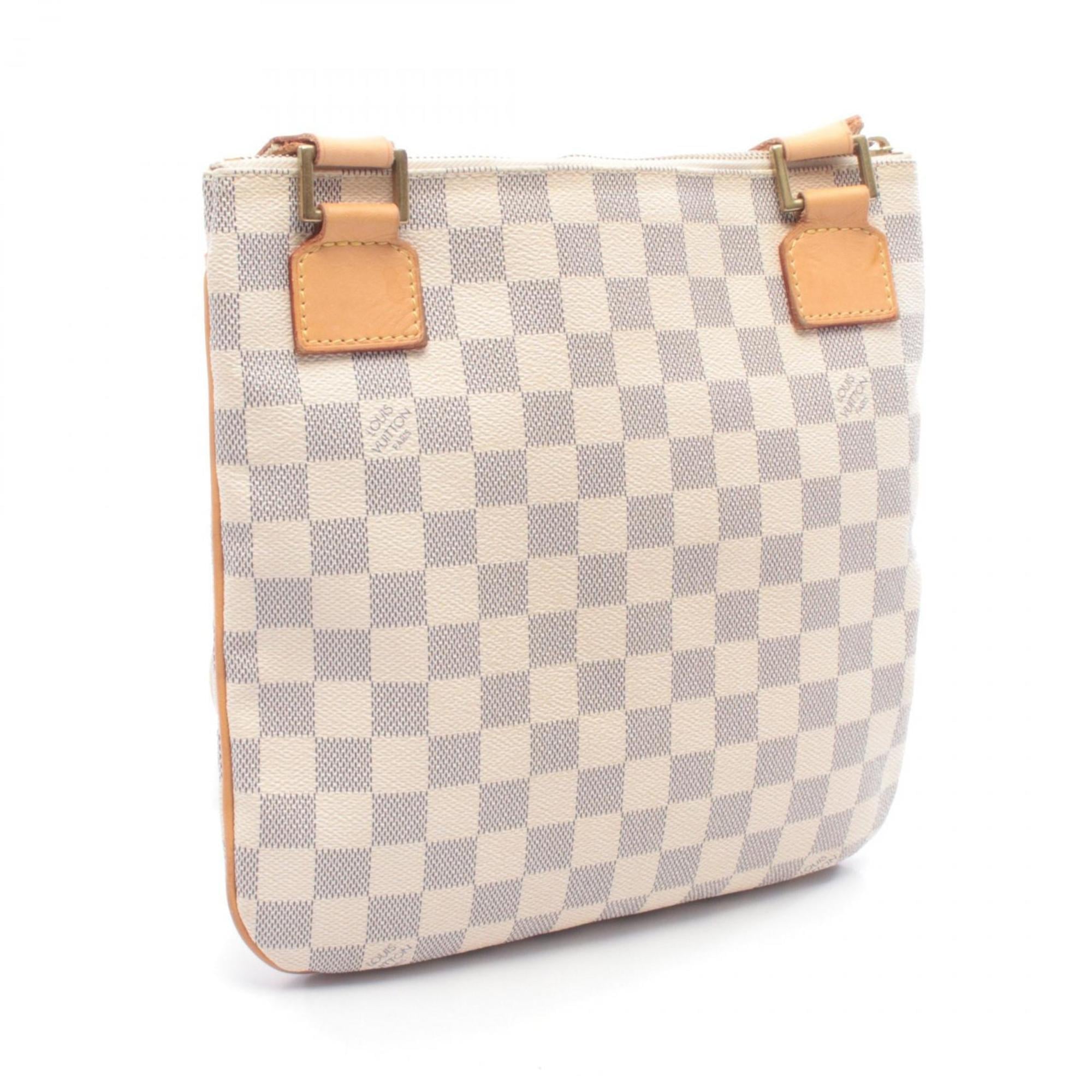 Louis Vuitton Damier Azur White Coated Canvas Leather Handbag Shoulder Bag (Pre-Owned)