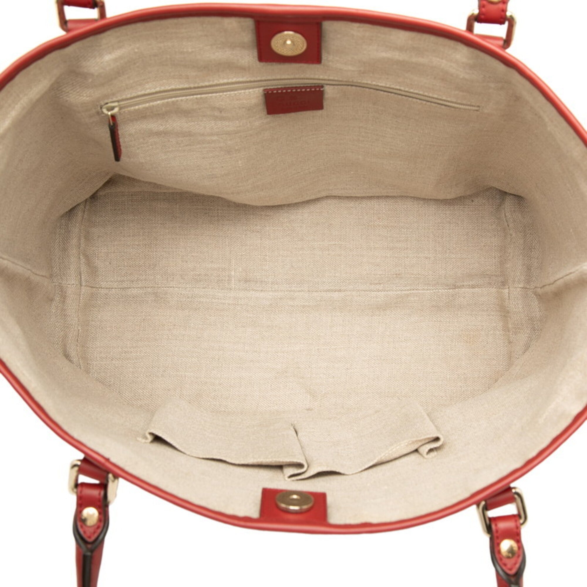 Gucci Red Color Leather Shoulder Bag Tote Bag (Pre-Owned)