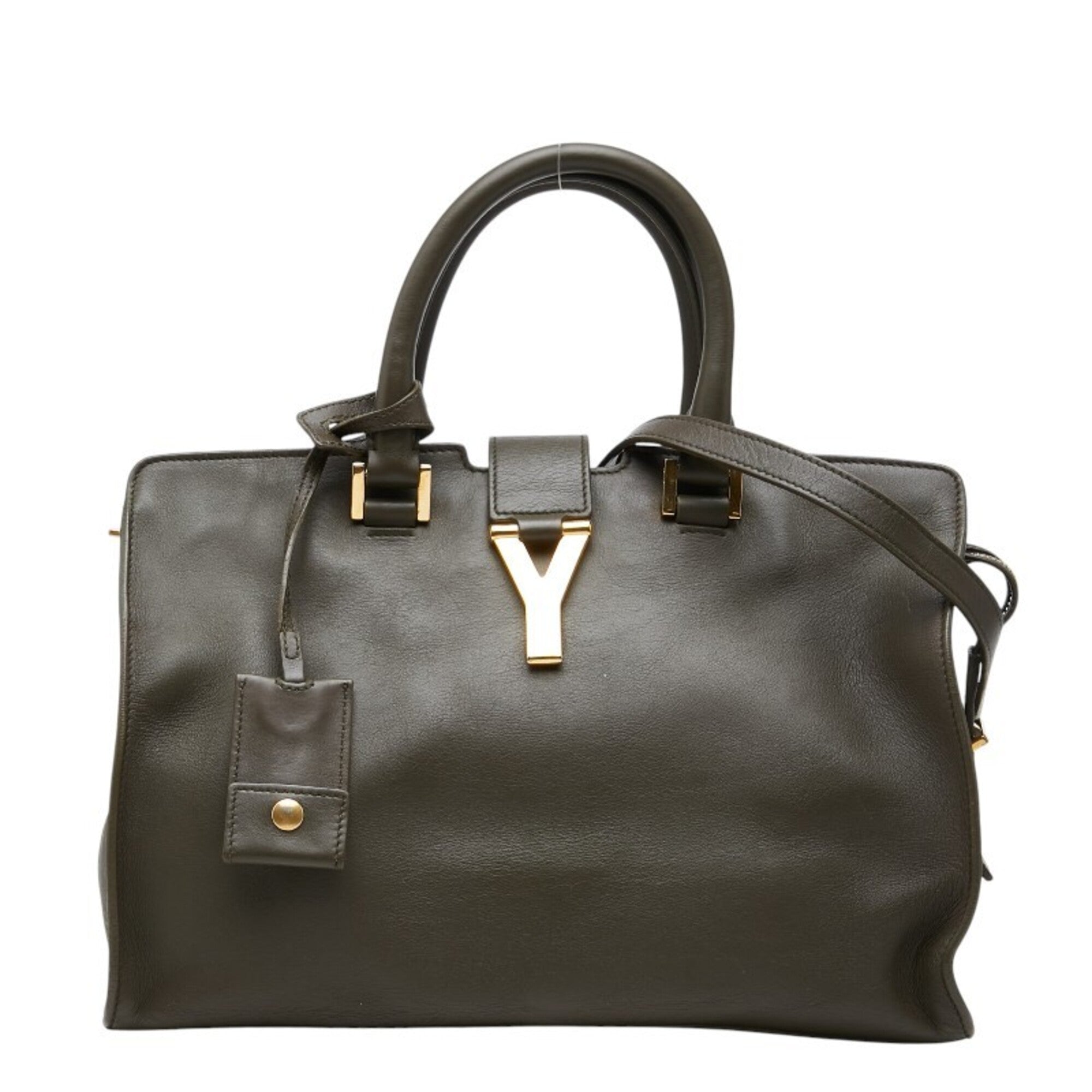 Saint Laurent Green Khaki Leather Handbag Shoulder Bag (Pre-Owned)