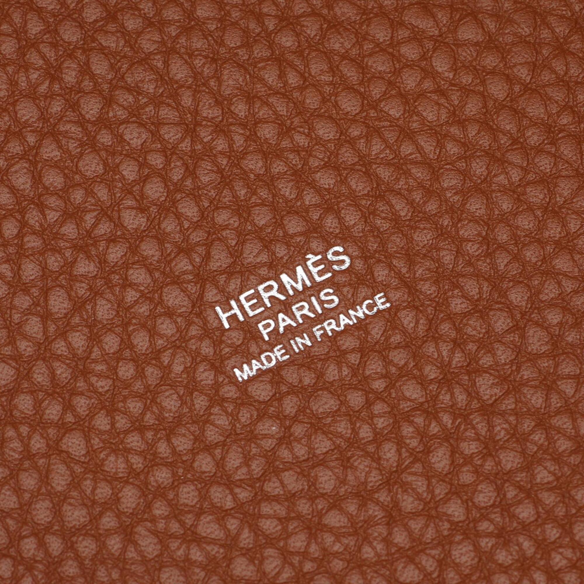 Hermes Brown Gold Taurillon Clemence Leather Leather Handbag (Pre-Owned)