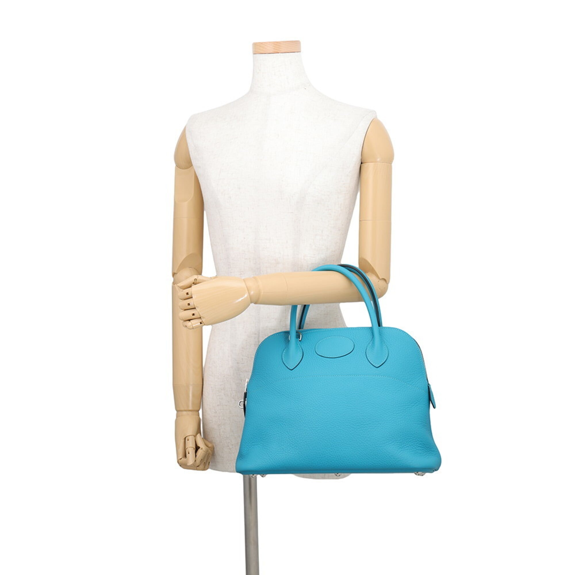 Hermes Bolide Turquoise Blue Taurillon Clemence Leather Handbag Shoulder Bag (Pre-Owned)