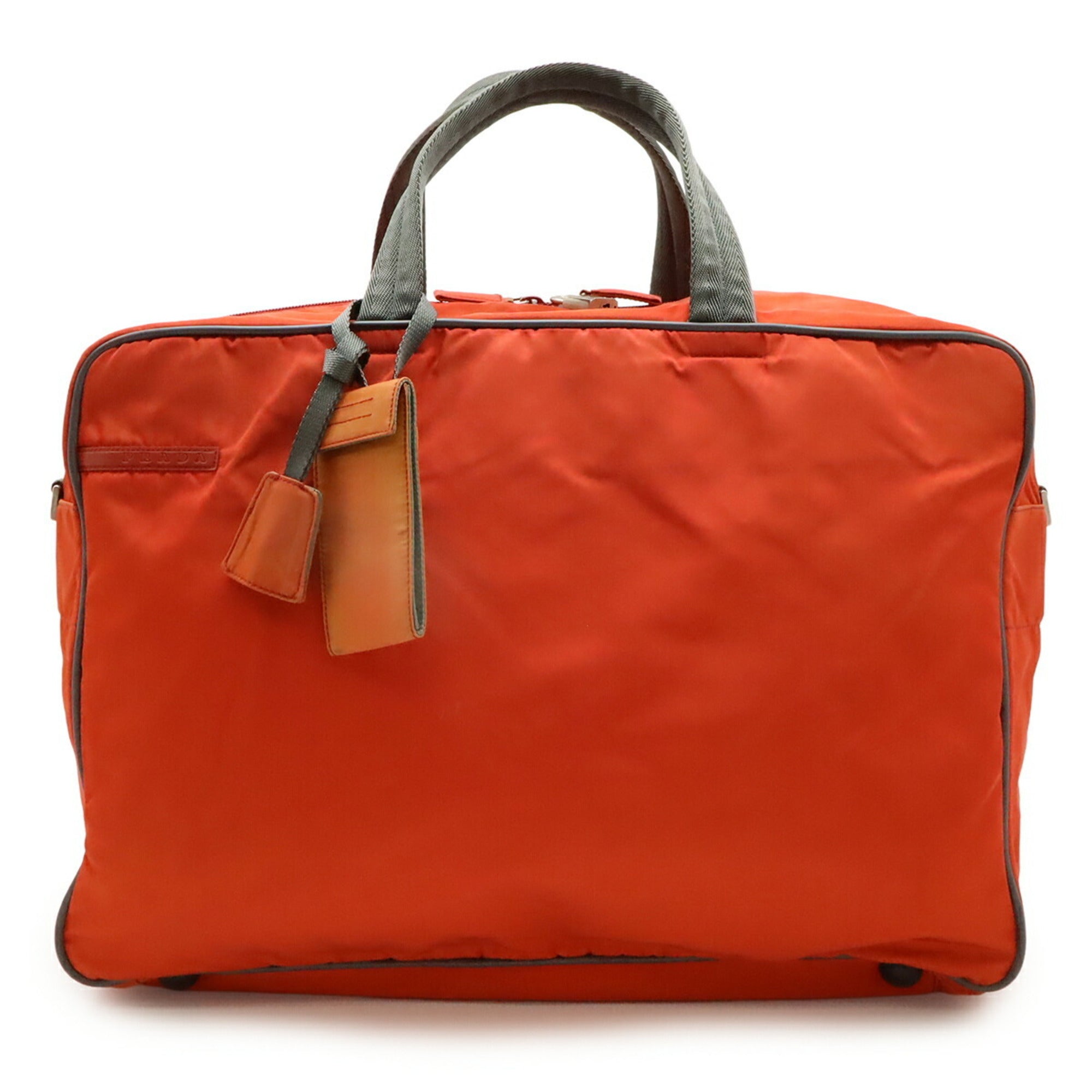 Pradasports Gray Orange Nylon Boston Bag (Pre-Owned)