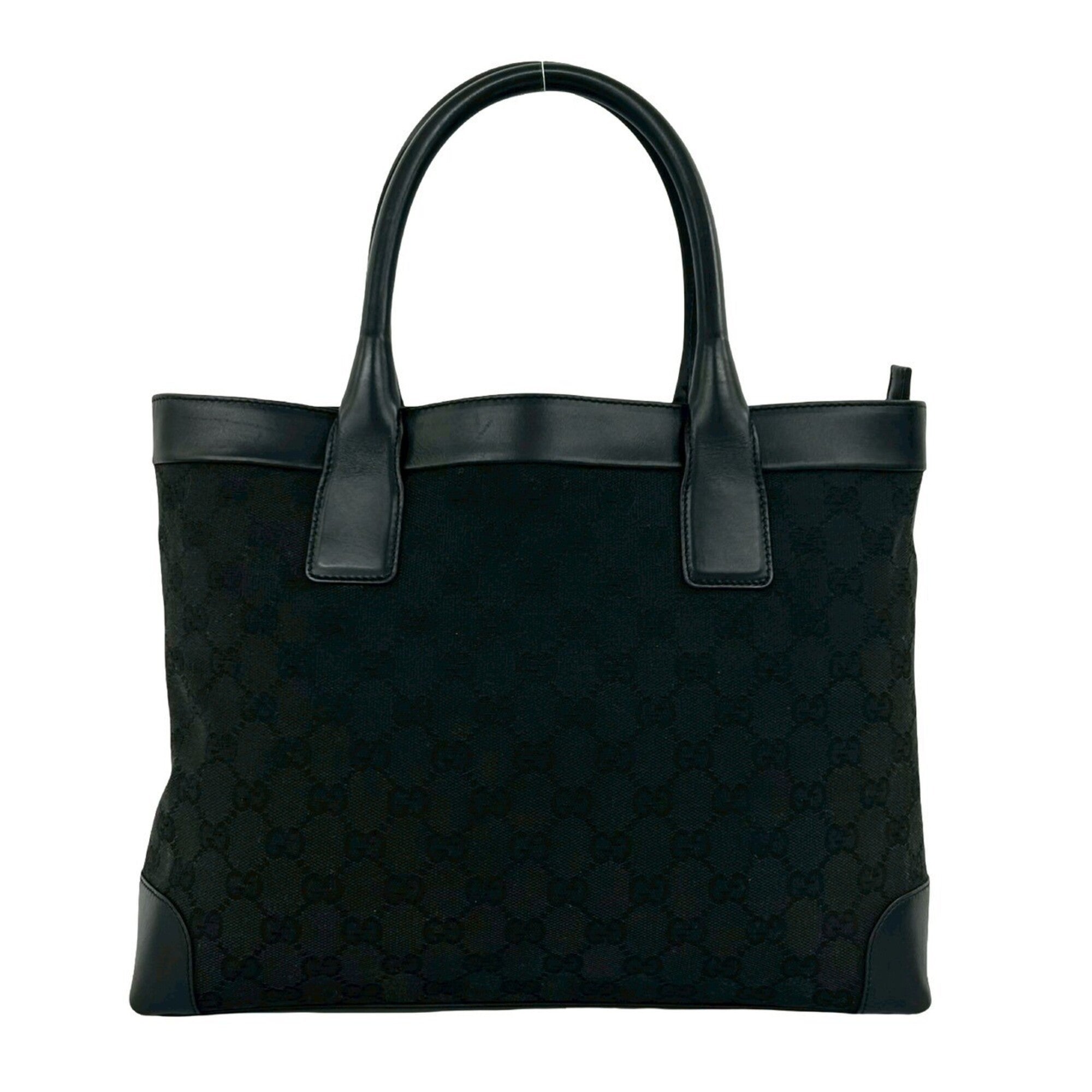 Gucci Black Canvas Leather Boston Bag Handbag Tote Bag (Pre-Owned)