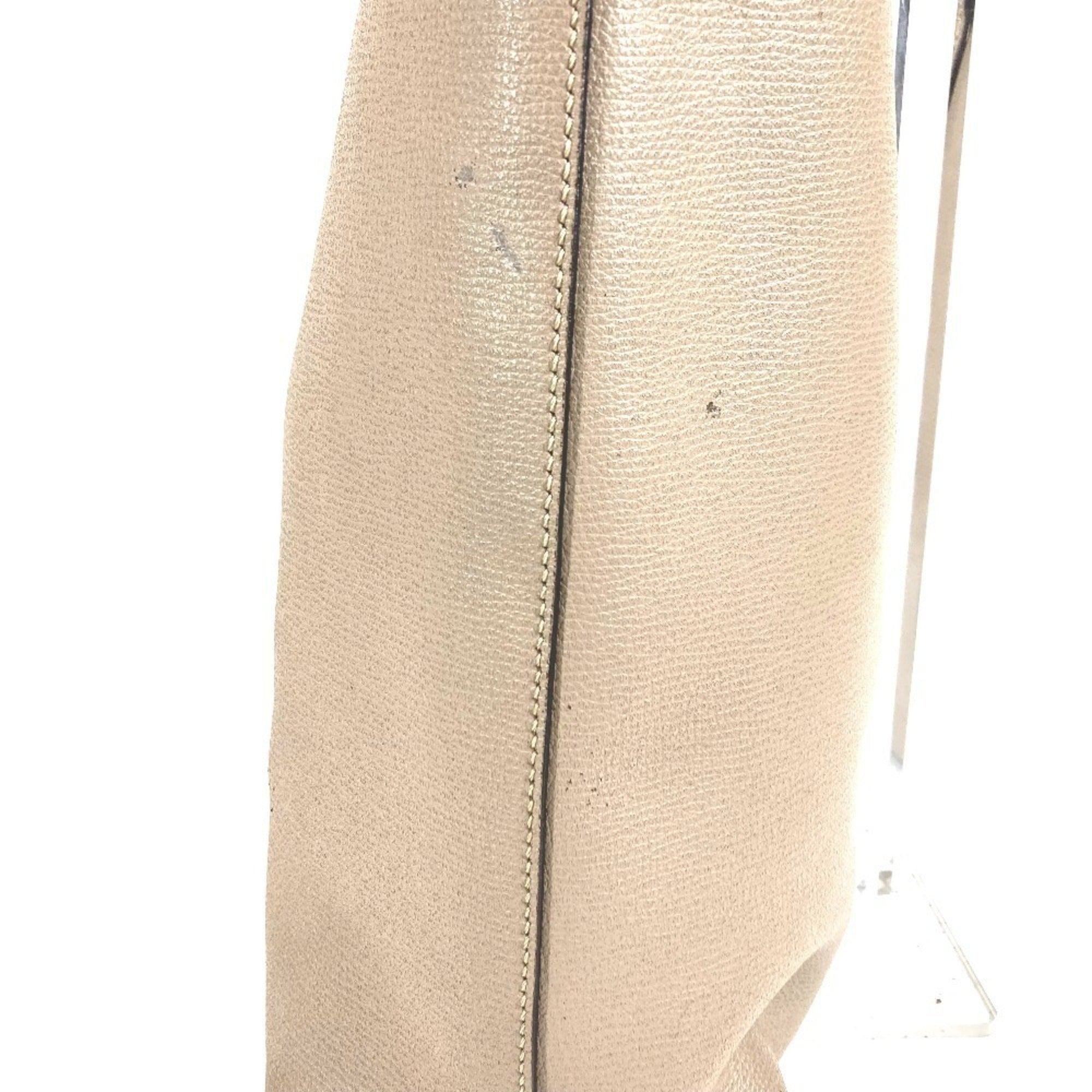 Fendi Beige Leather Handbag Shoulder Bag Tote Bag (Pre-Owned)