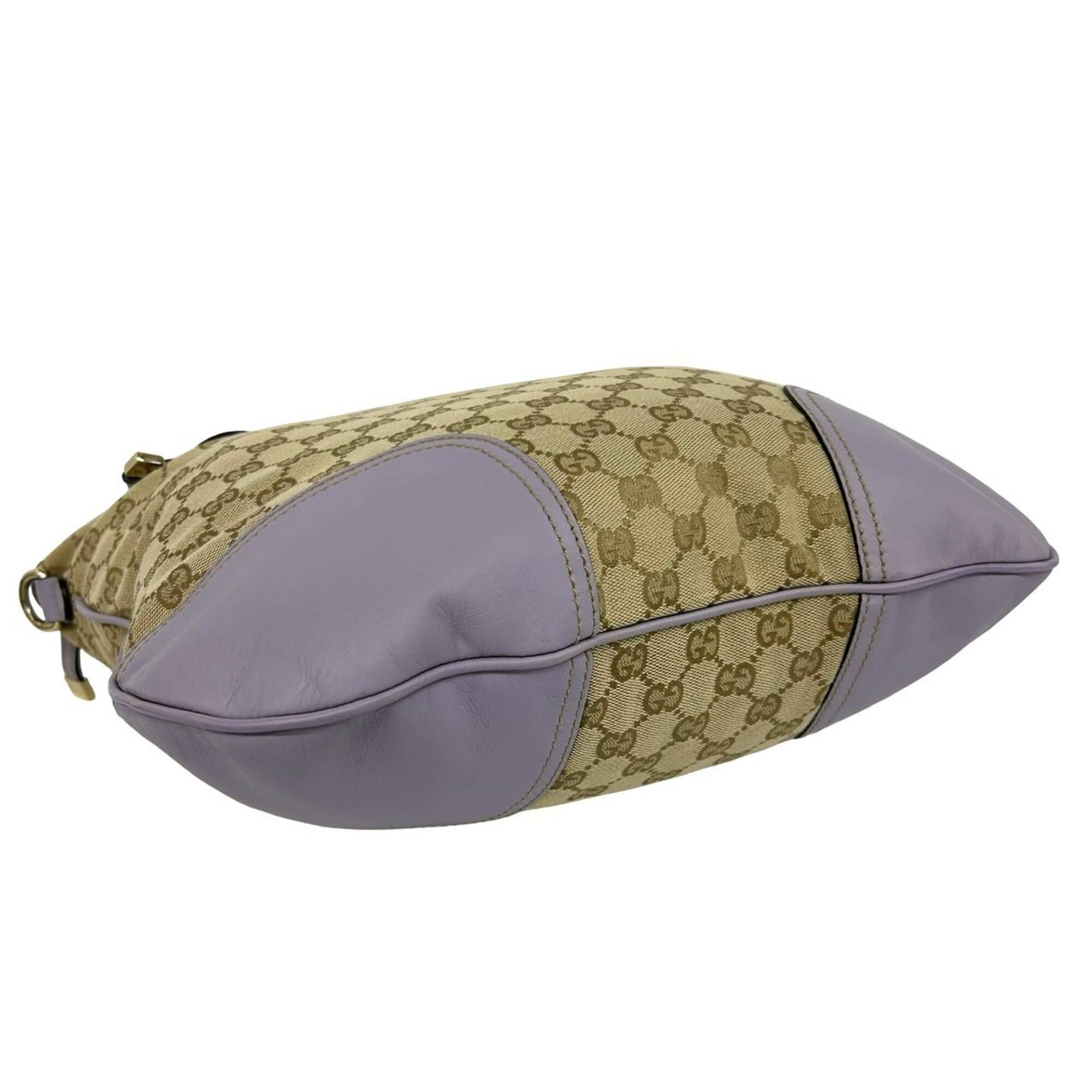 Gucci Brown Purple Canvas Leather Shoulder Bag Tote Bag (Pre-Owned)