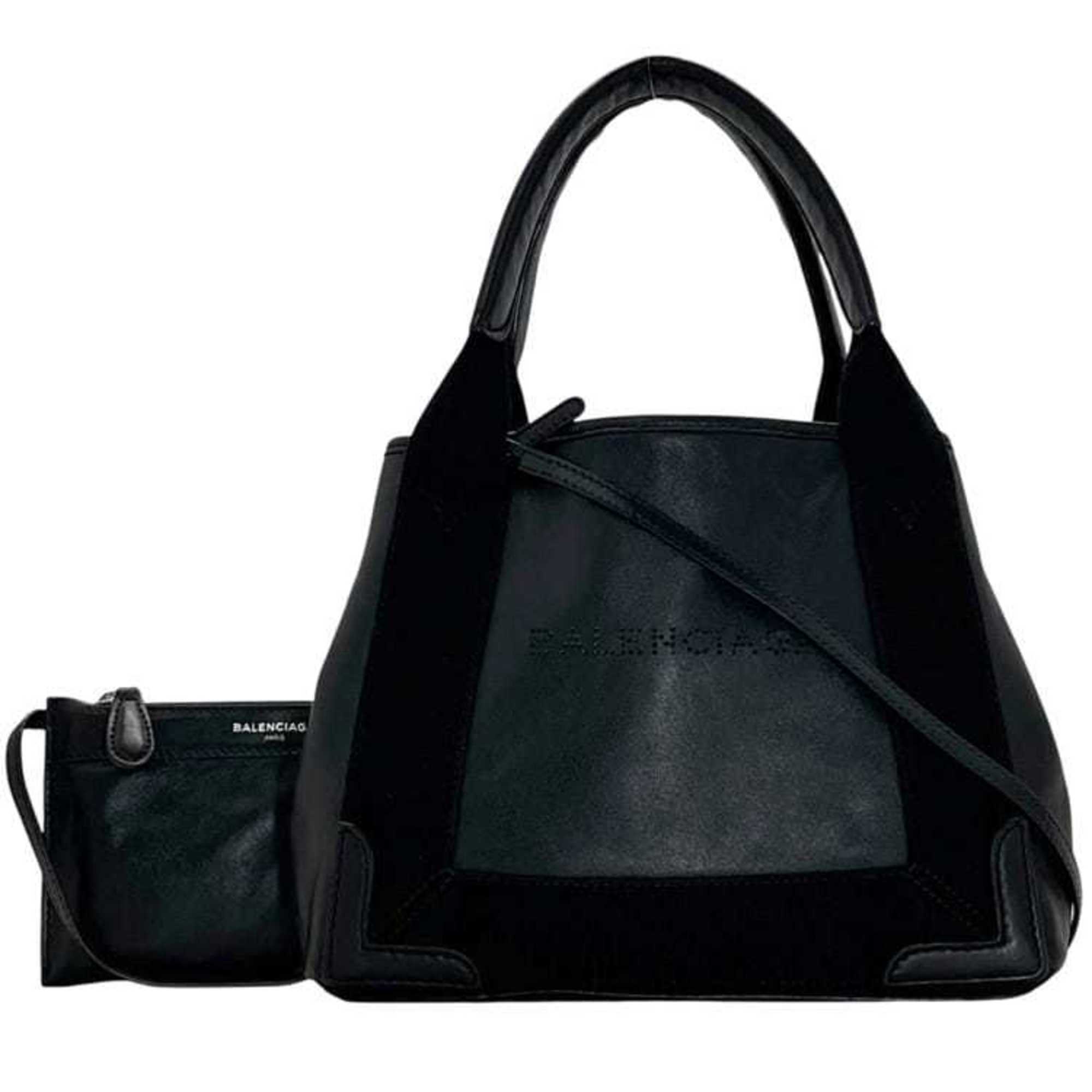 Balenciaga Black Leather Handbag Pouch Shoulder Bag Tote Bag (Pre-Owned)