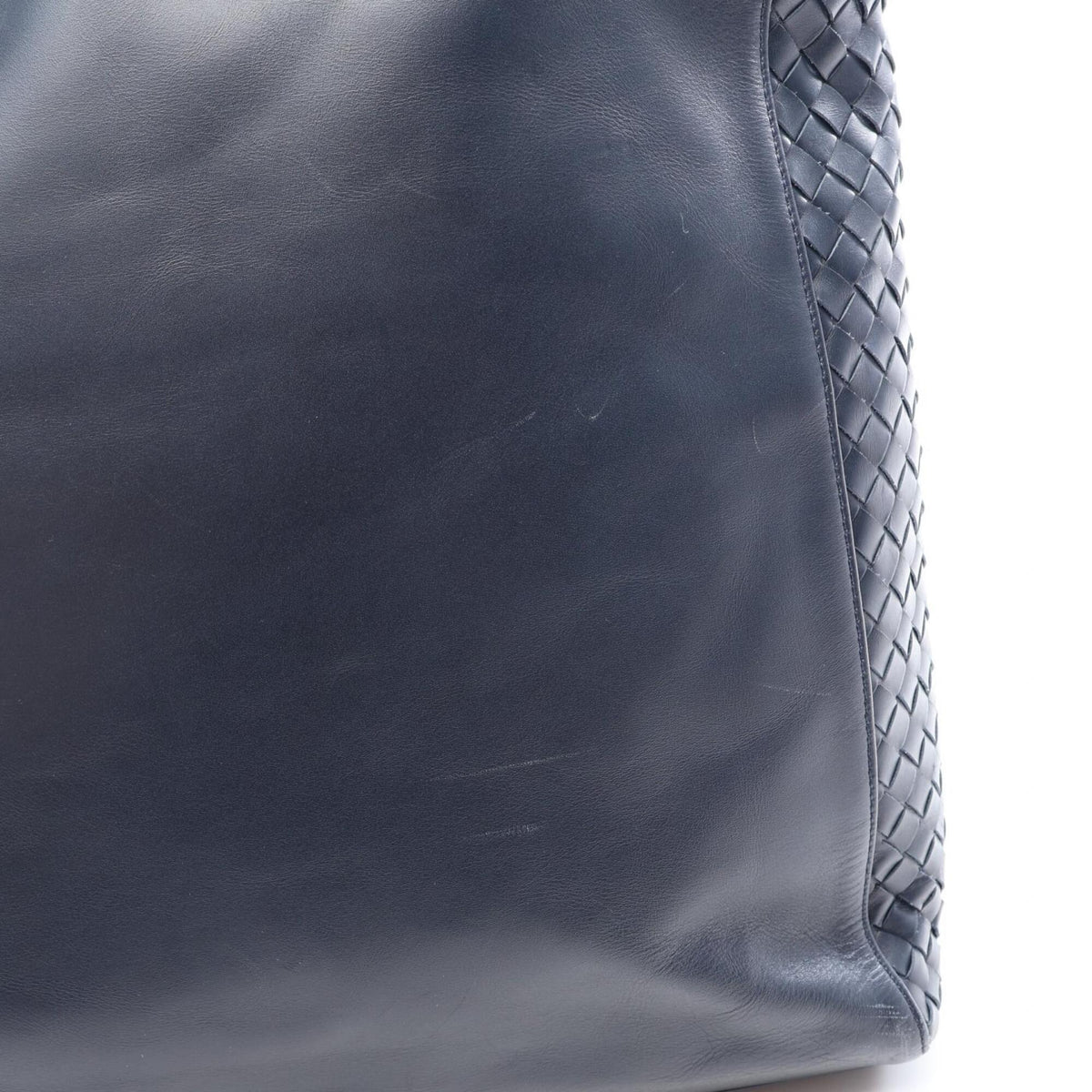 Bottega Veneta Navy Leather Handbag Tote Bag (Pre-Owned)