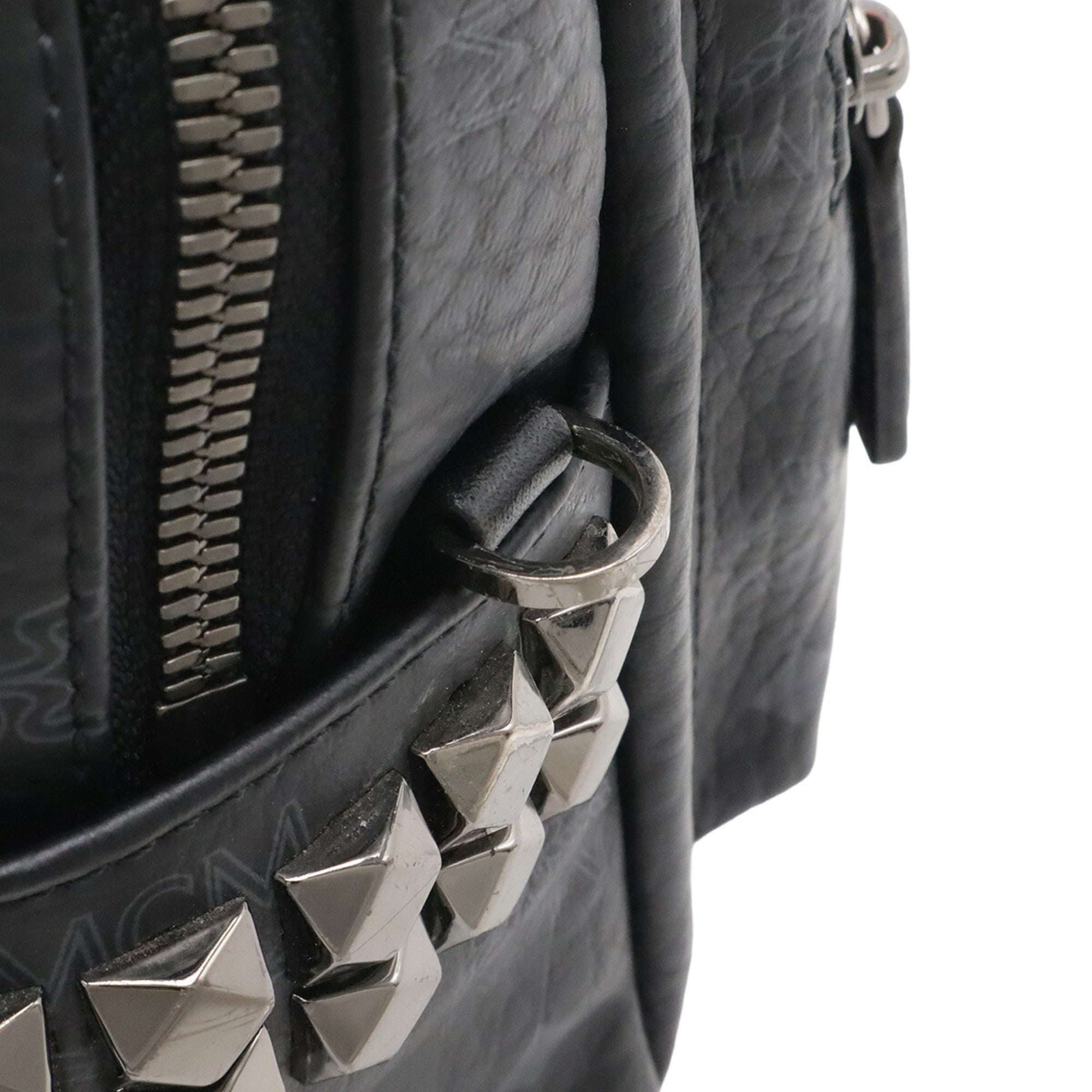 Mcm Visetos Black Coated Canvas Pvc Leather Backpack (Pre-Owned)