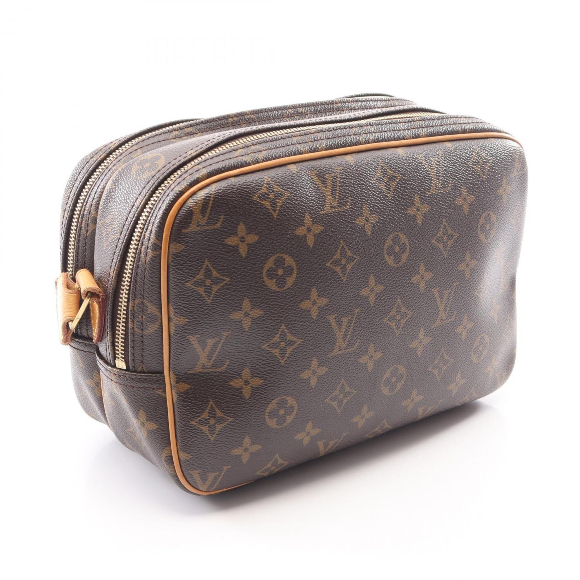 Louis Vuitton Brown Coated Canvas Leather Handbag Shoulder Bag (Pre-Owned)