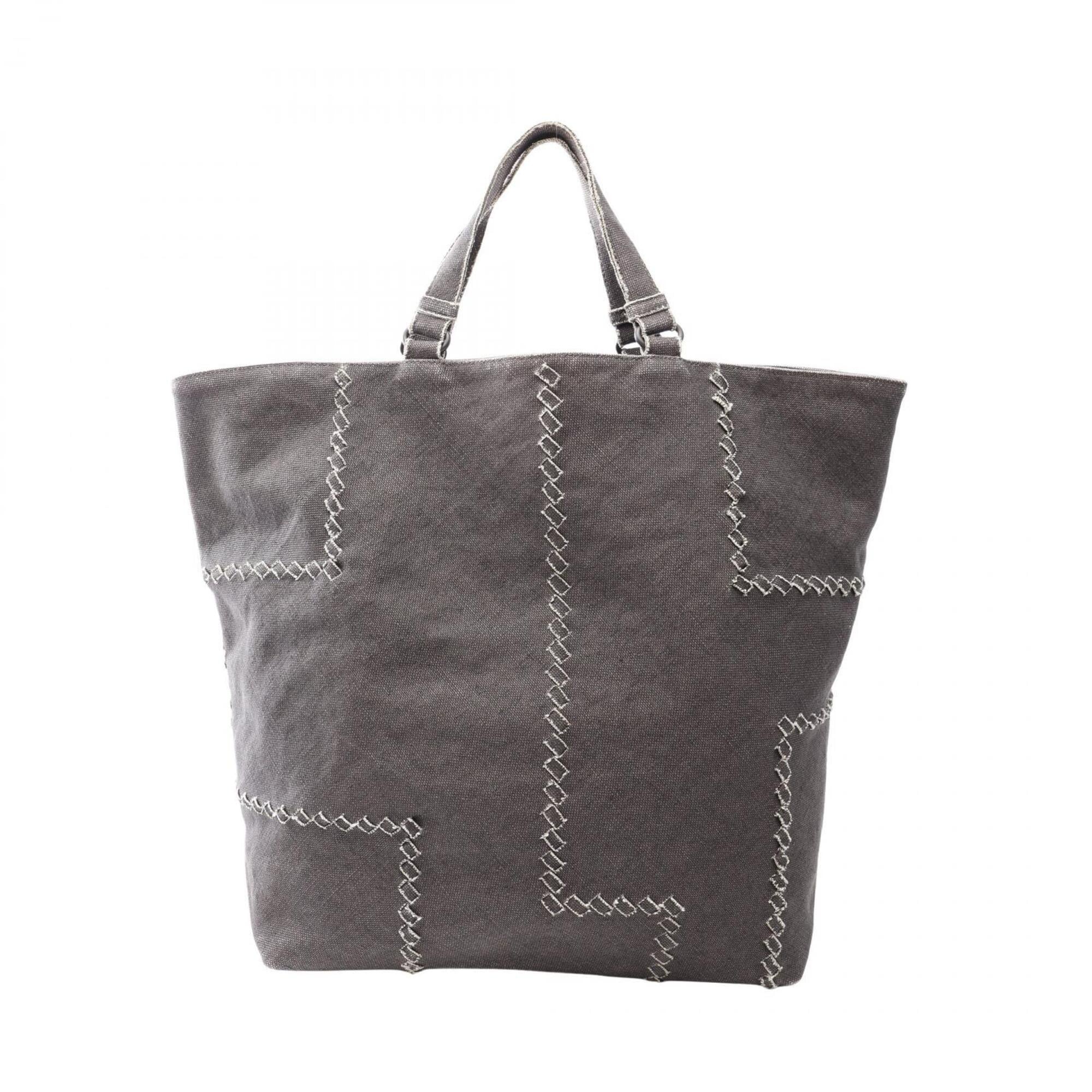 Bottega Veneta Gray Canvas Handbag Tote Bag (Pre-Owned)