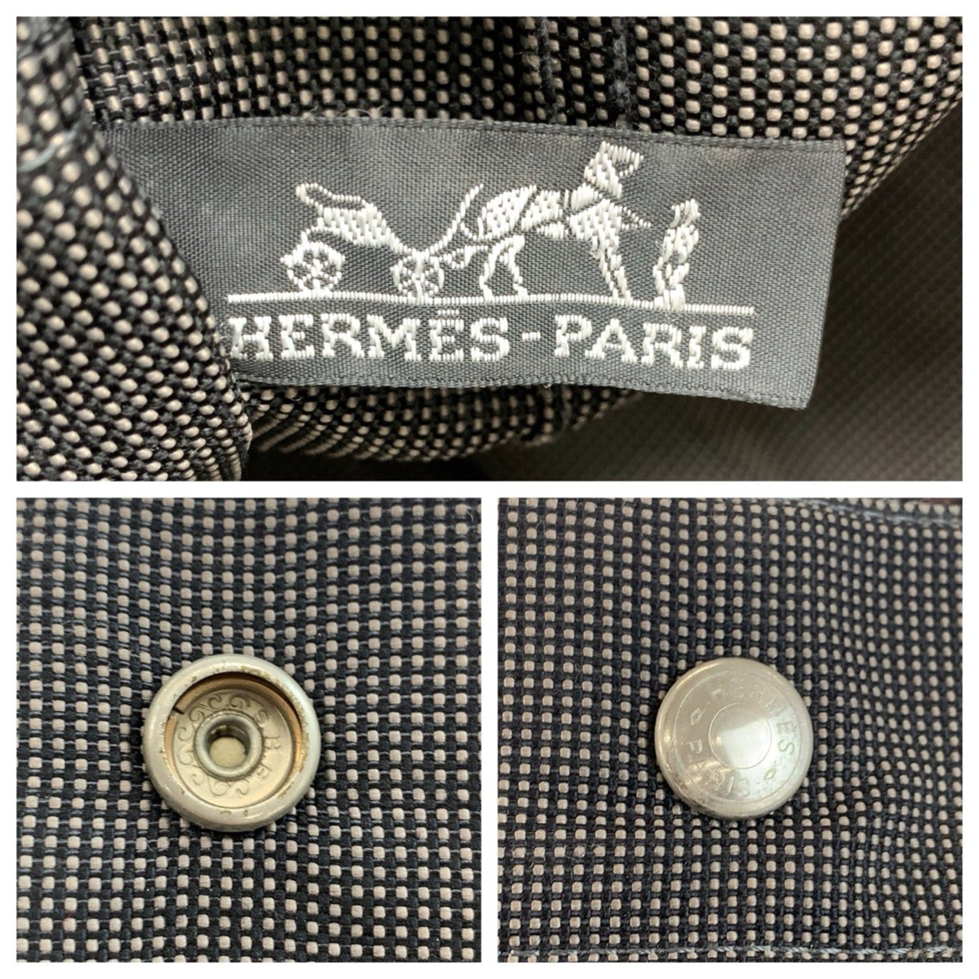 Hermes Gray Polyamide Handbag Tote Bag (Pre-Owned)