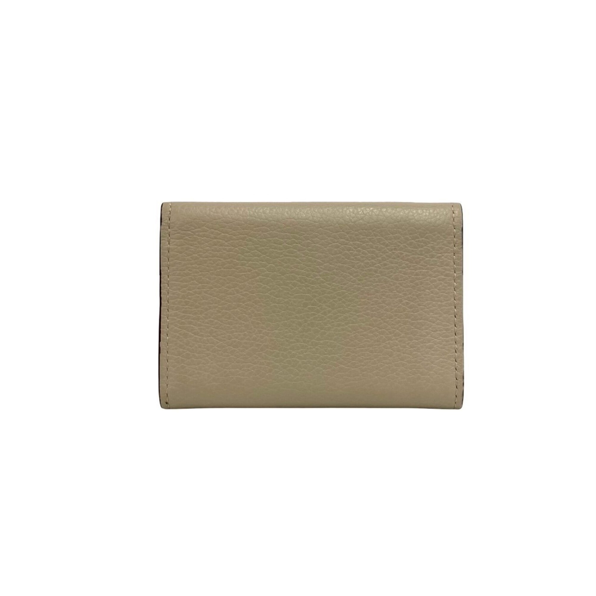 Louis Vuitton Beige Gray Leather Wallet (Tri-Fold) (Pre-Owned)