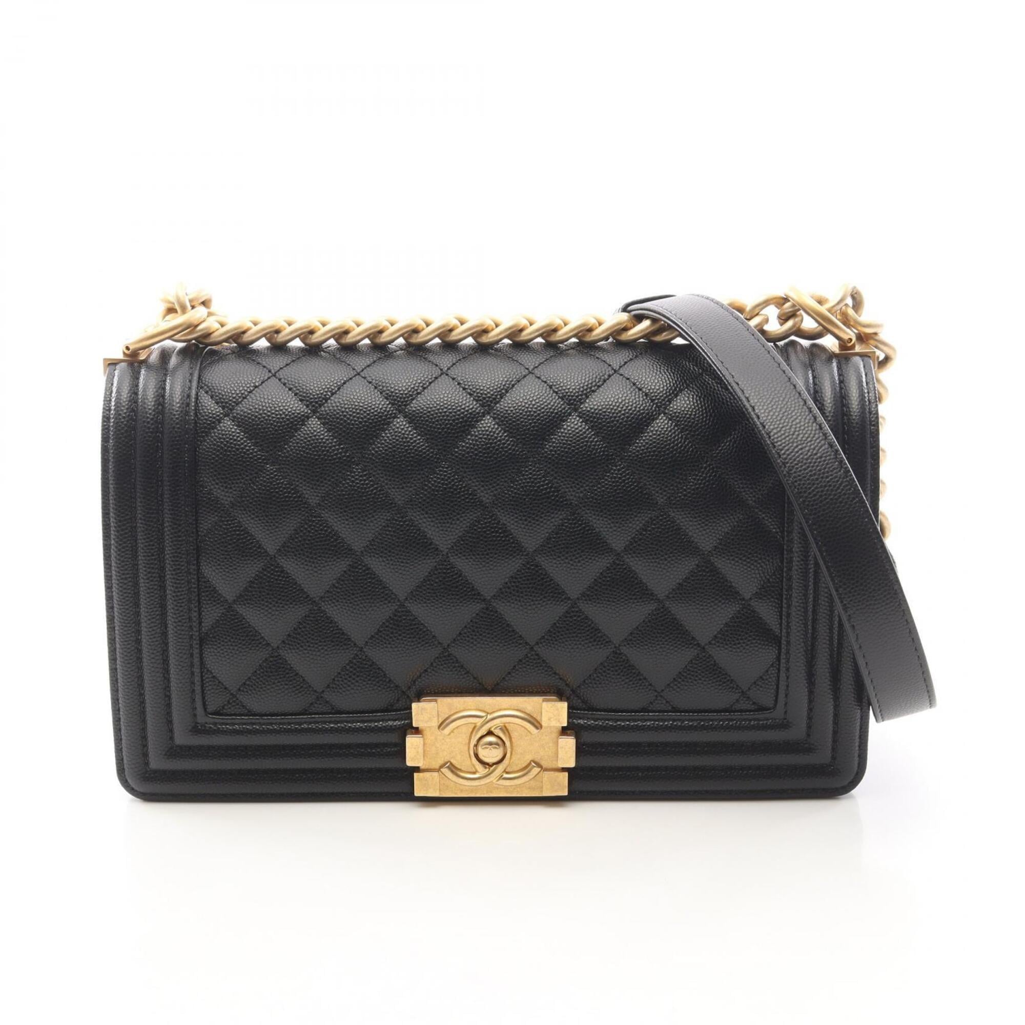 Chanel Black Grained Calfskin Handbag Shoulder Bag (Pre-Owned)