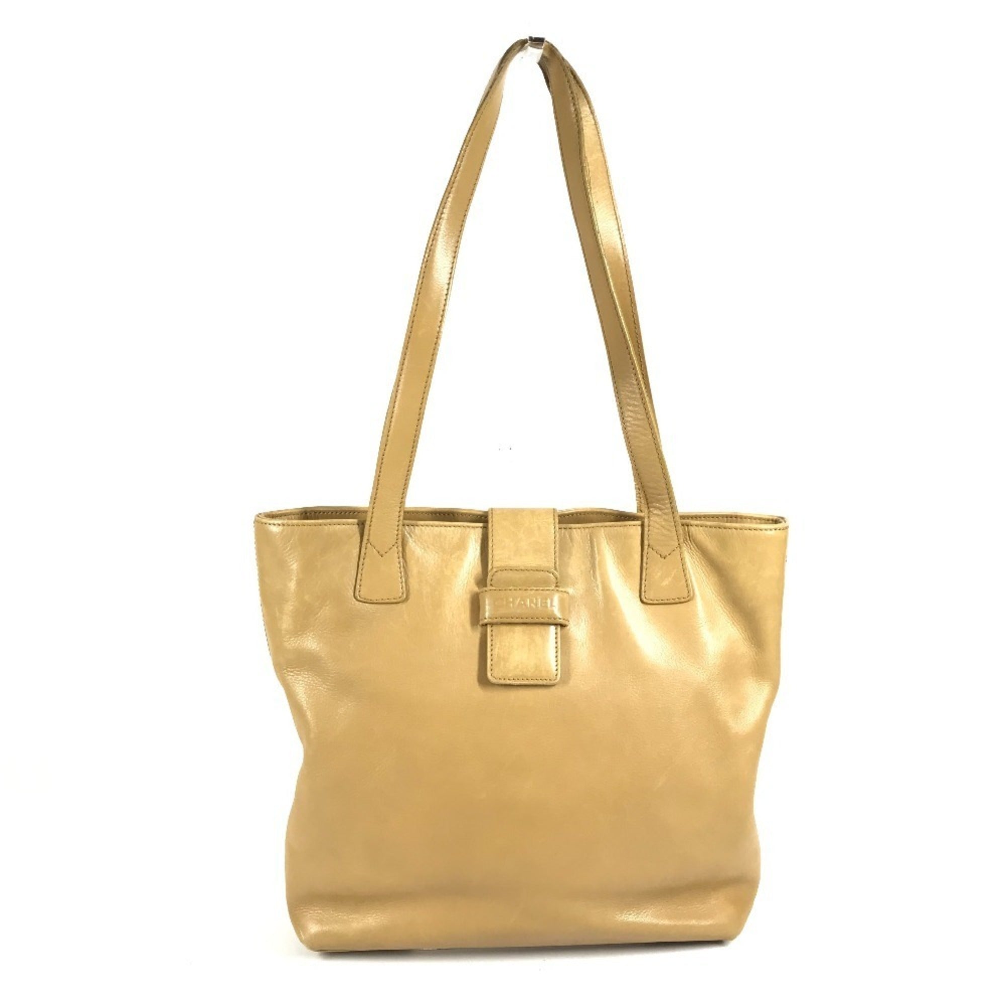 Chanel Beige Leather Handbag Shoulder Bag (Pre-Owned)