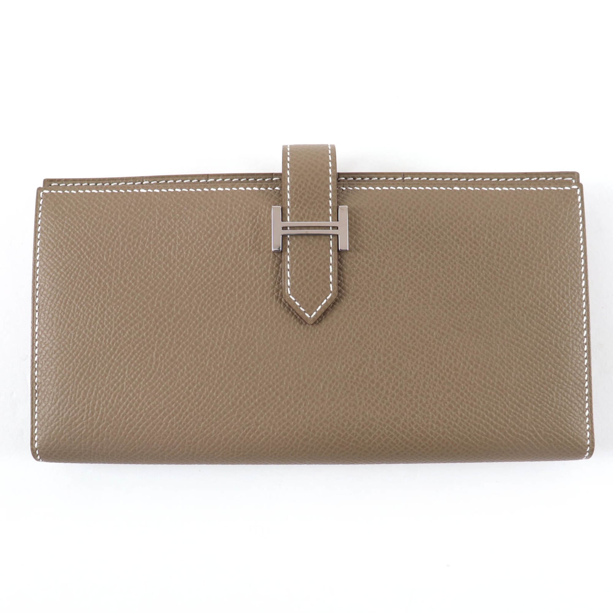 Hermes Etoupe Gray Leather Long Wallet (Bi-Fold) (Pre-Owned)