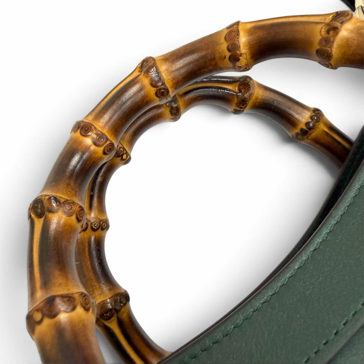Gucci Dark Green Leather Handbag Shoulder Bag (Pre-Owned)
