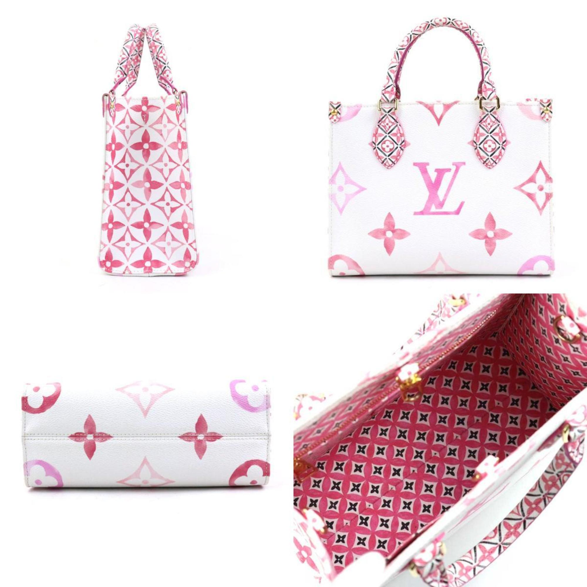 Louis Vuitton Pink White Leather Handbag Shoulder Bag (Pre-Owned)
