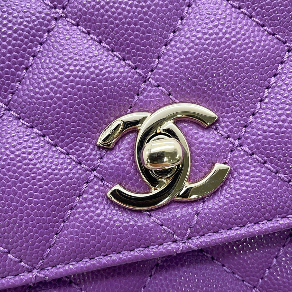 Chanel Matelasse Purple Grained Calfskin Handbag (Pre-Owned)