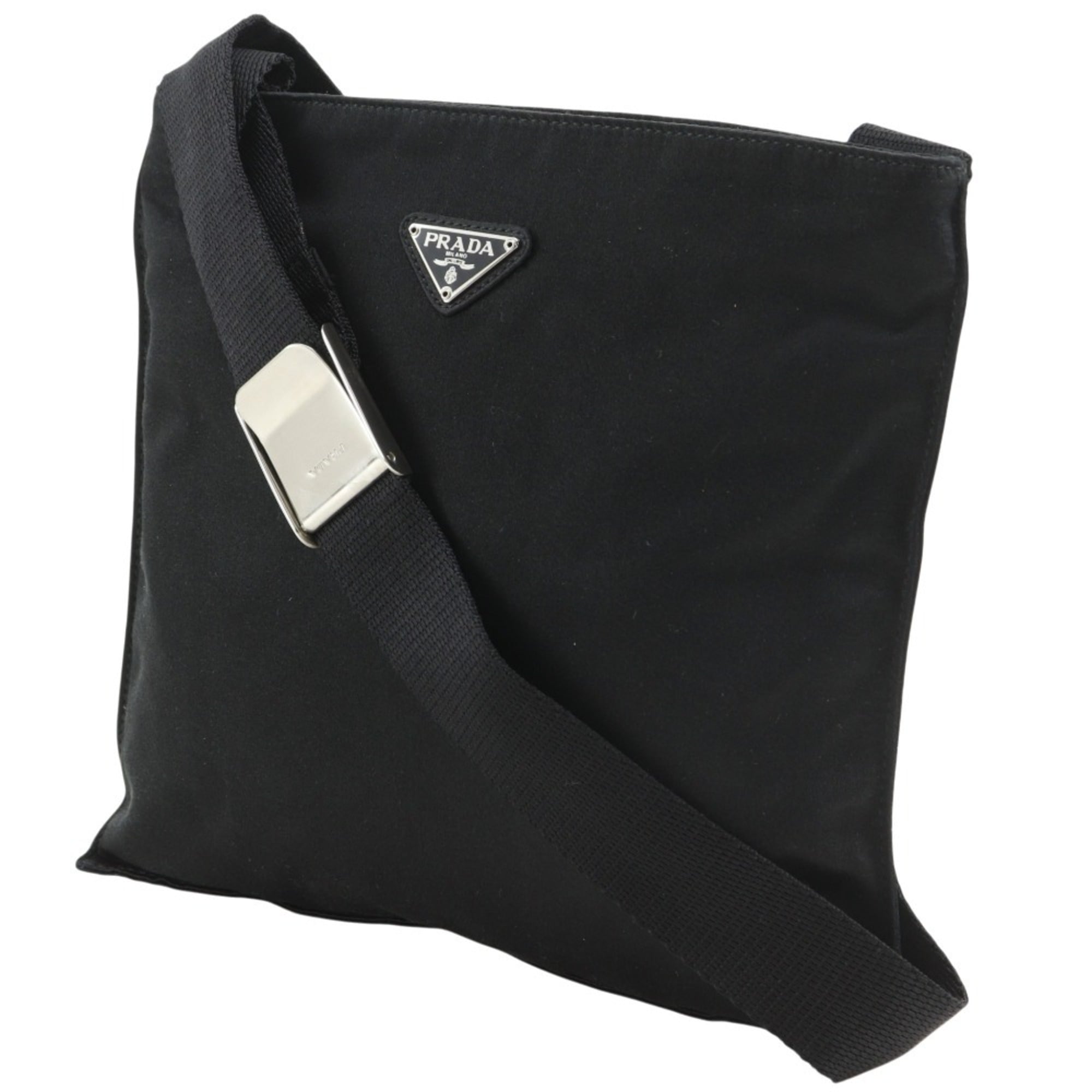 Prada Black Nero Satin Pochette Shoulder Bag (Pre-Owned)