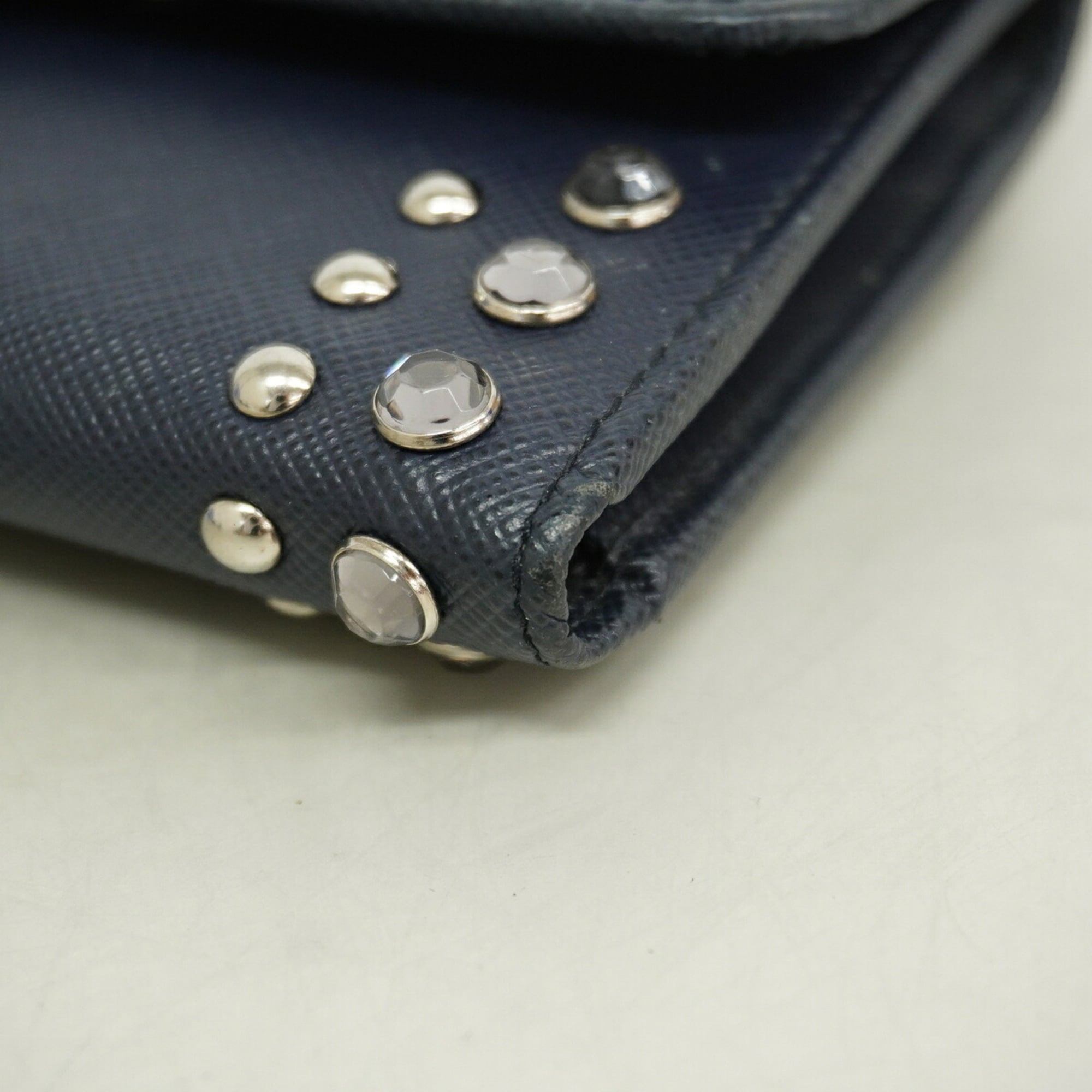Prada Navy Leather Wallet (Tri-Fold) (Pre-Owned)